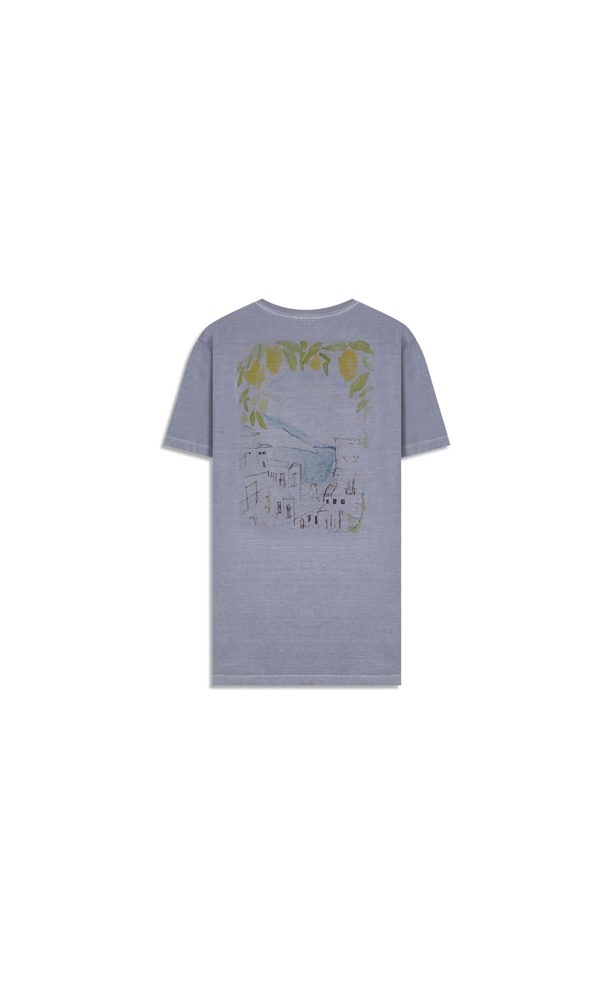 T-Shirt Mm Washed Color Sketch Cta Blue Vintage