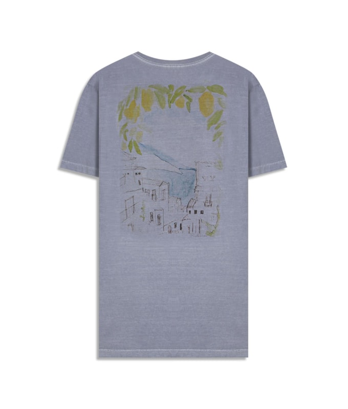 T-Shirt Mm Washed Color Sketch Cta Blue Vintage