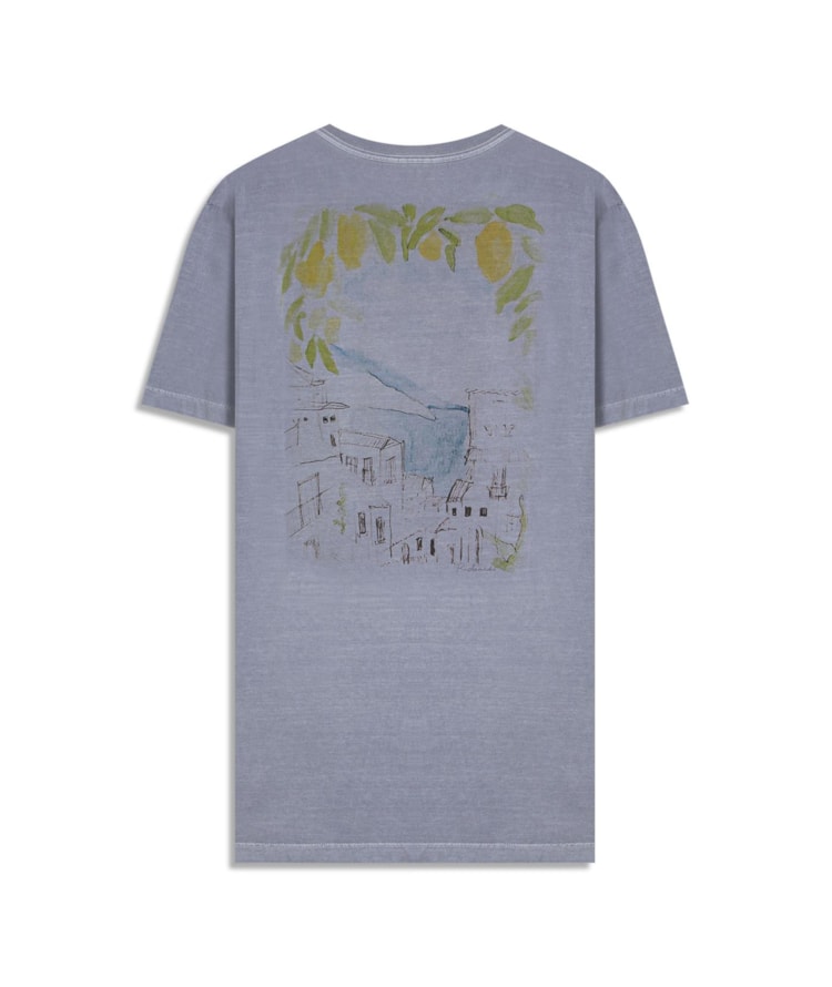 T-Shirt Mm Washed Color Sketch Cta Blue Vintage