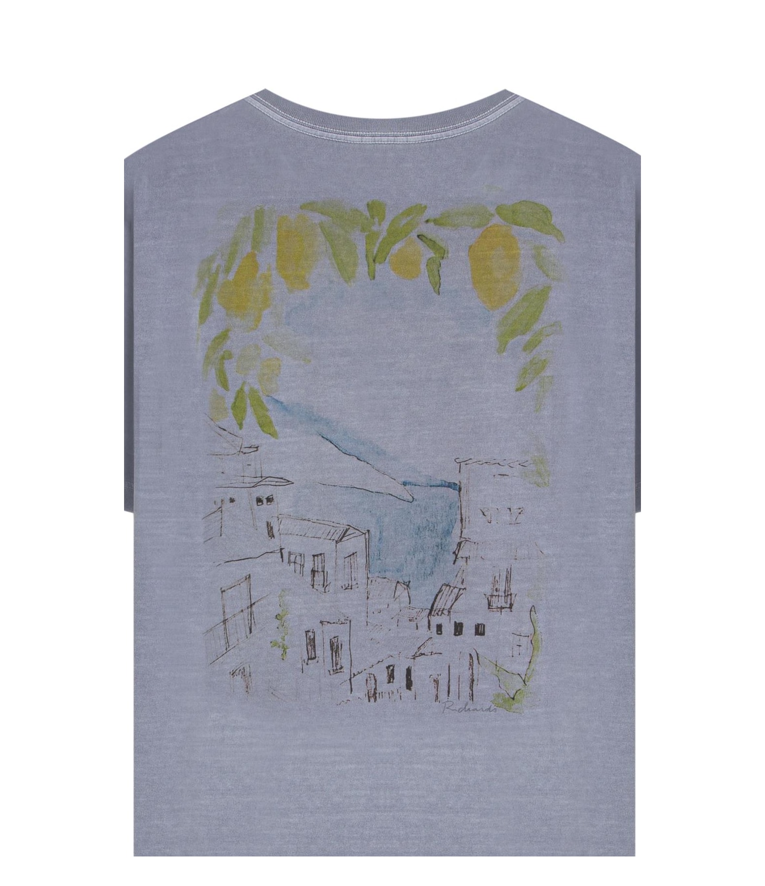 T-Shirt Mm Washed Color Sketch Cta Blue Vintage