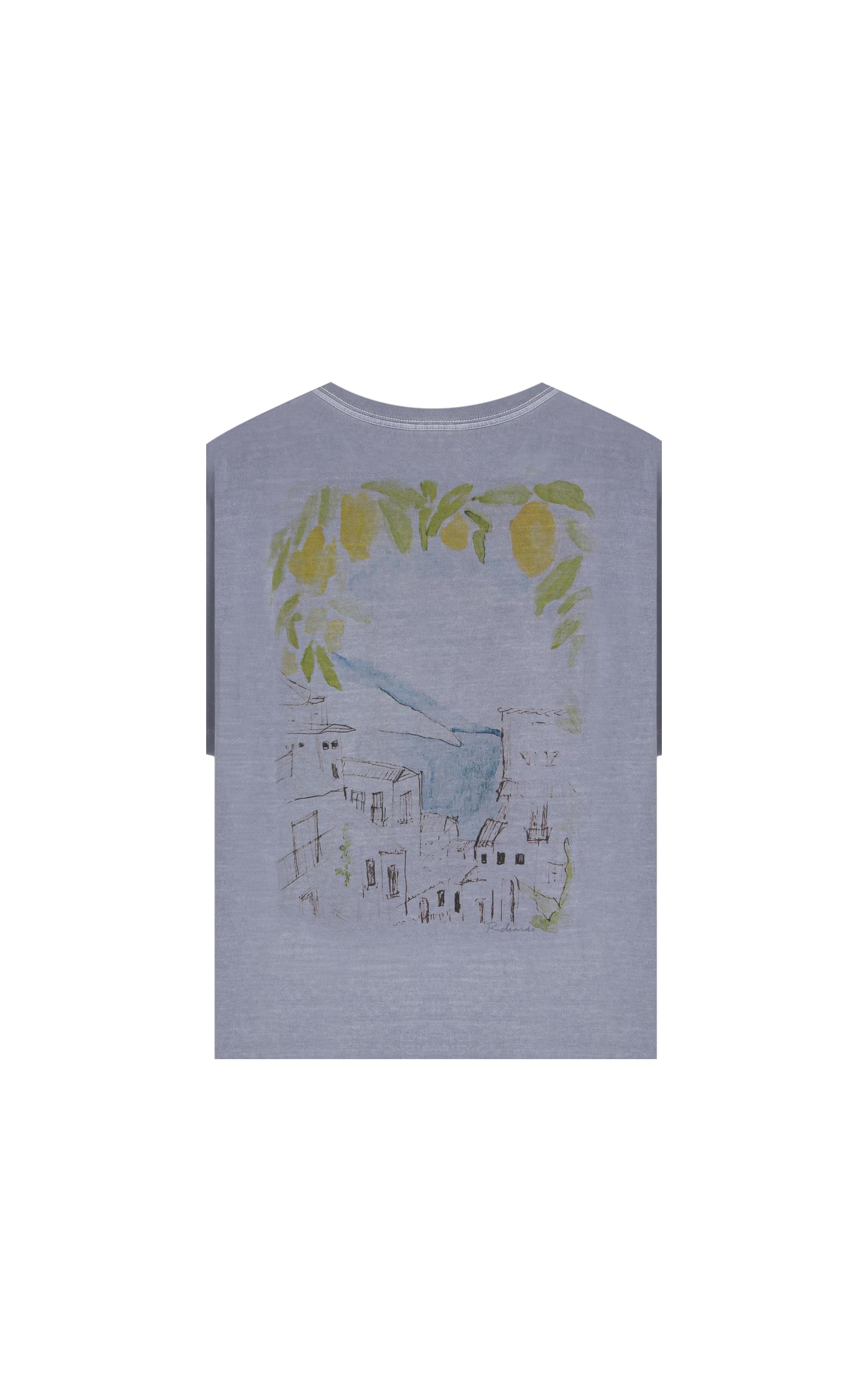 T-Shirt Mm Washed Color Sketch Cta Blue Vintage