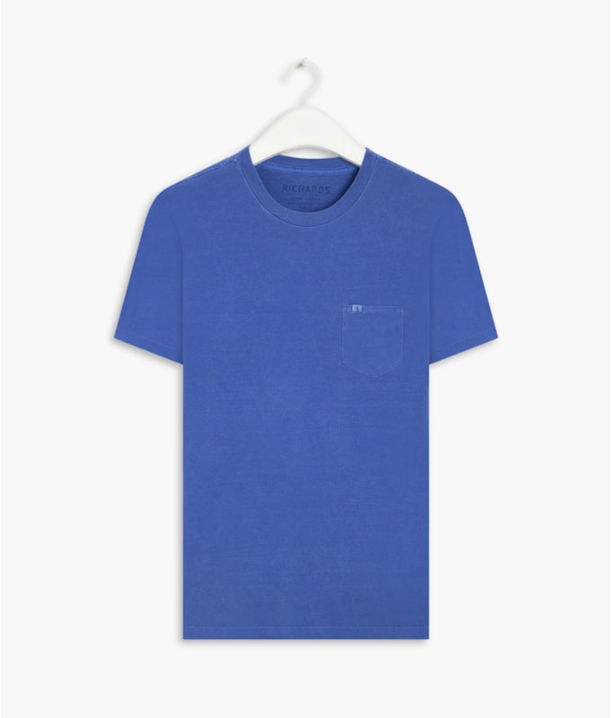 T-Shirt Mm Washed Com Bolso Azul Bic