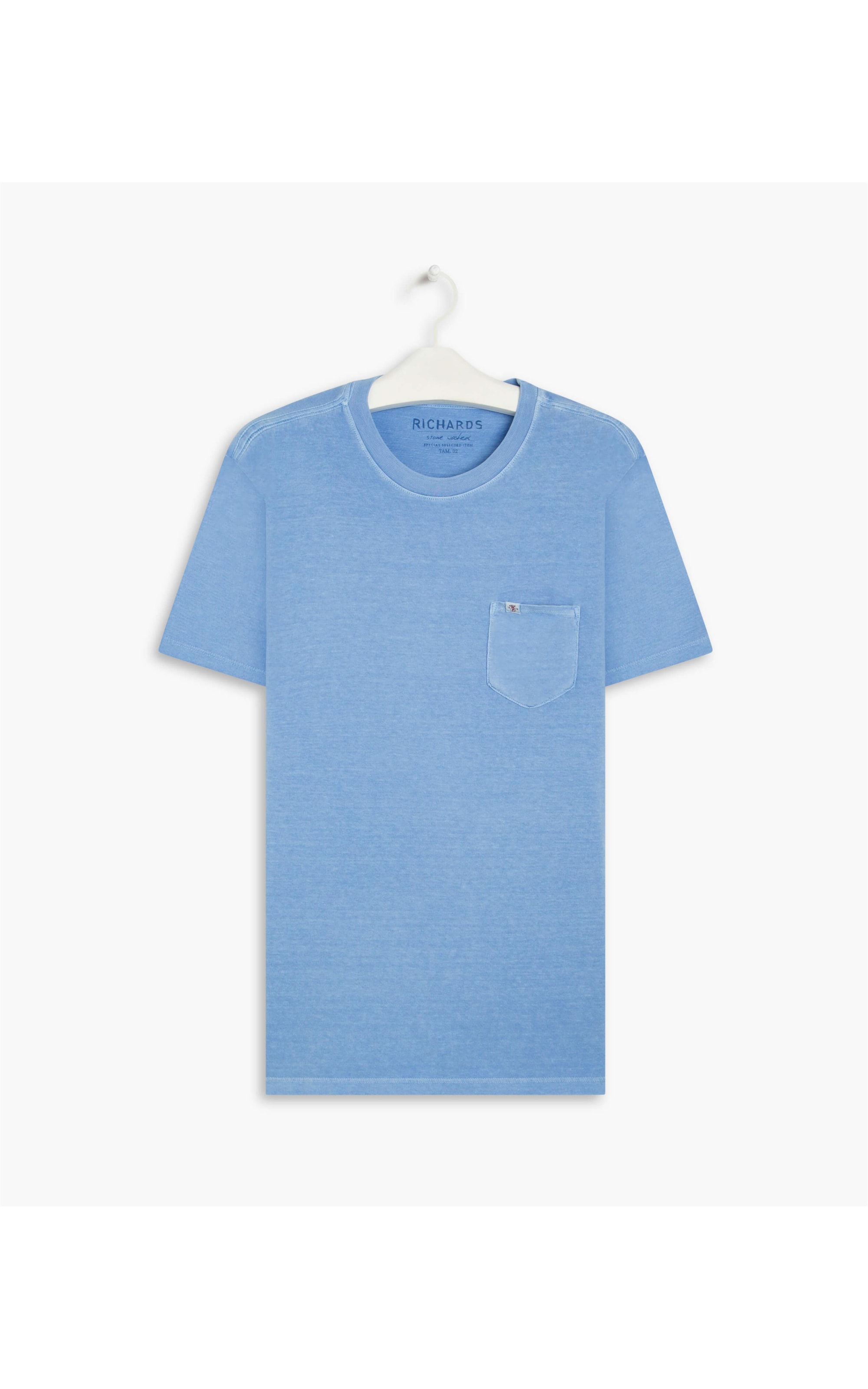 T-Shirt Mm Washed Com Bolso Azul Chofer