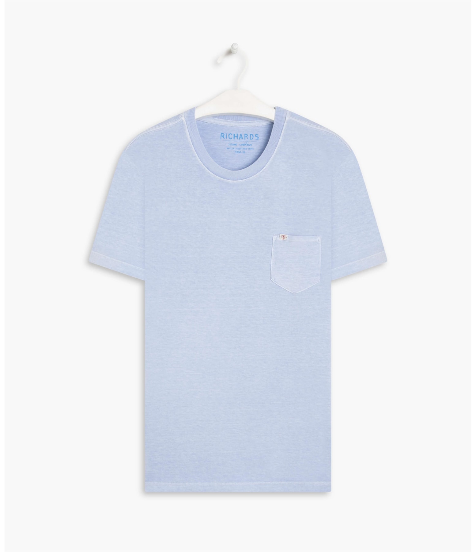 T-Shirt Mm Washed Com Bolso Azul Claro