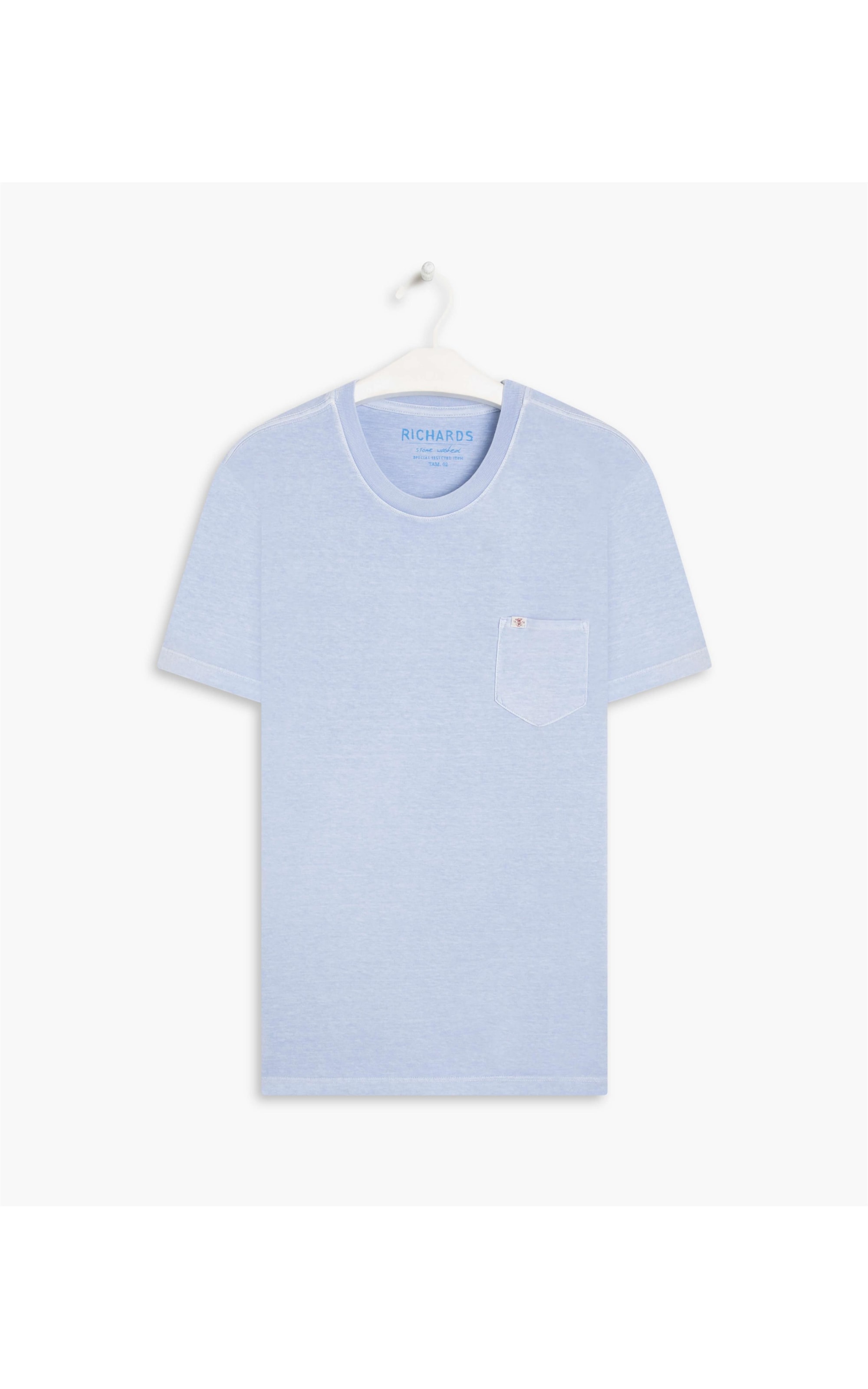 T-Shirt Mm Washed Com Bolso Azul Claro
