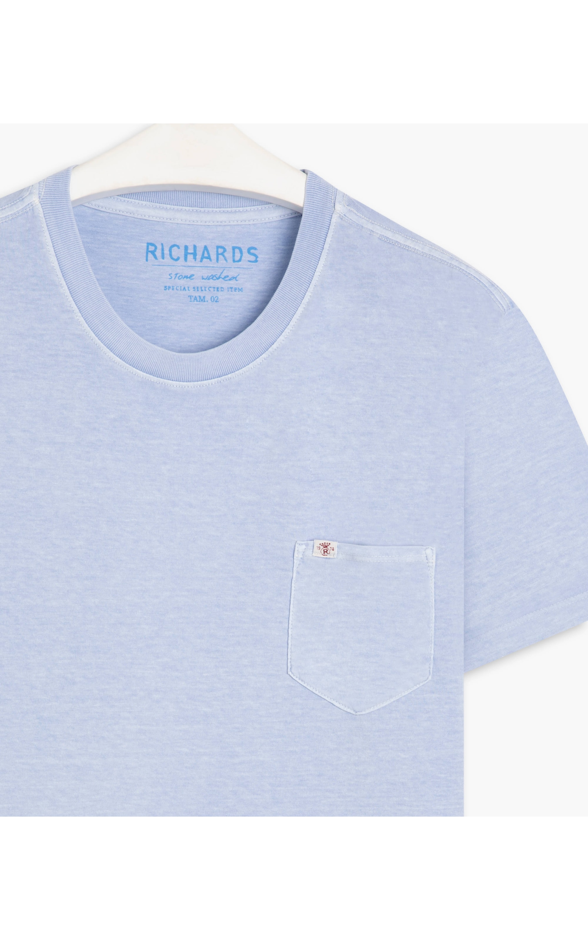T-Shirt Mm Washed Com Bolso Azul Claro