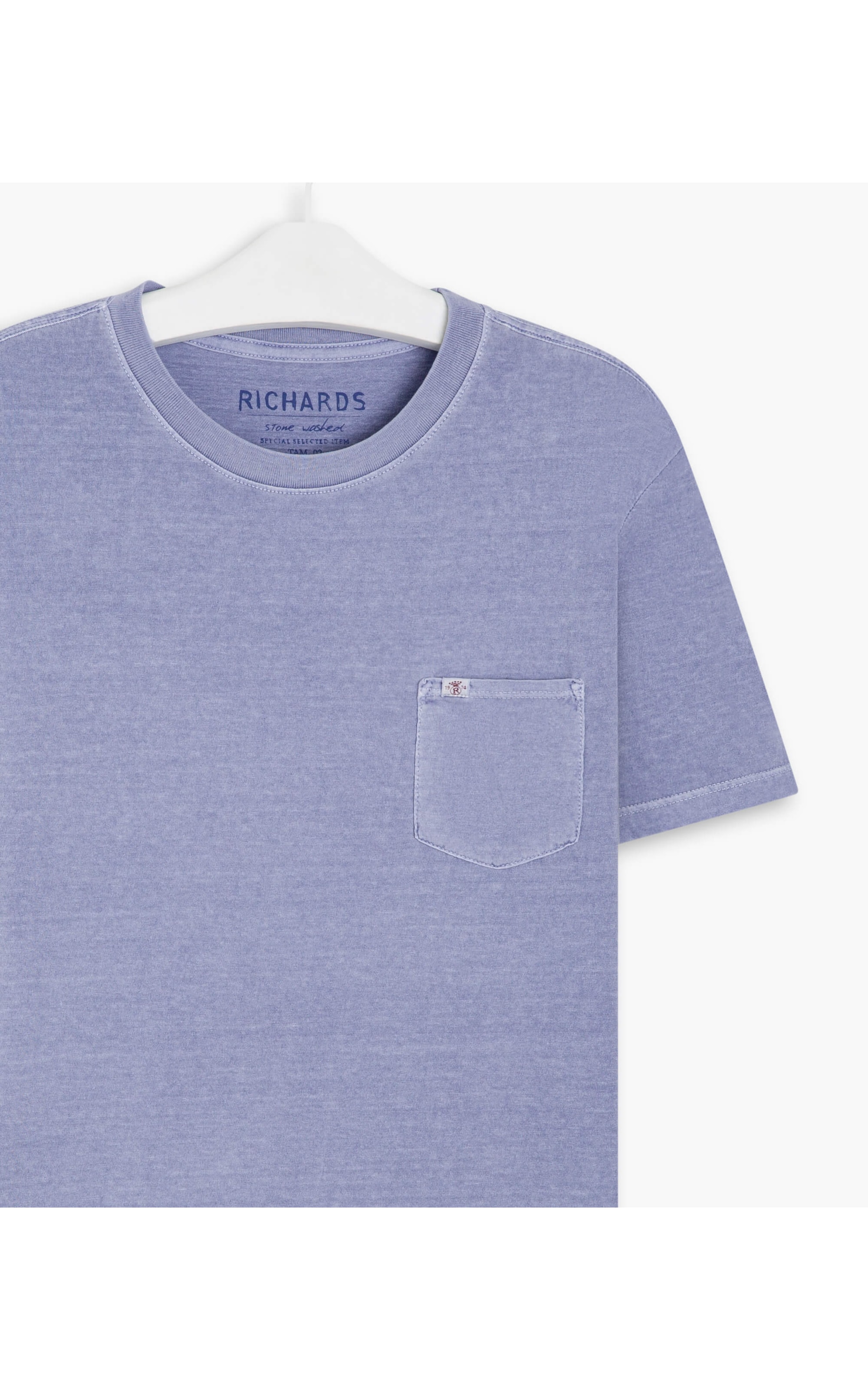 T-Shirt Mm Washed Com Bolso Azul Pervante
