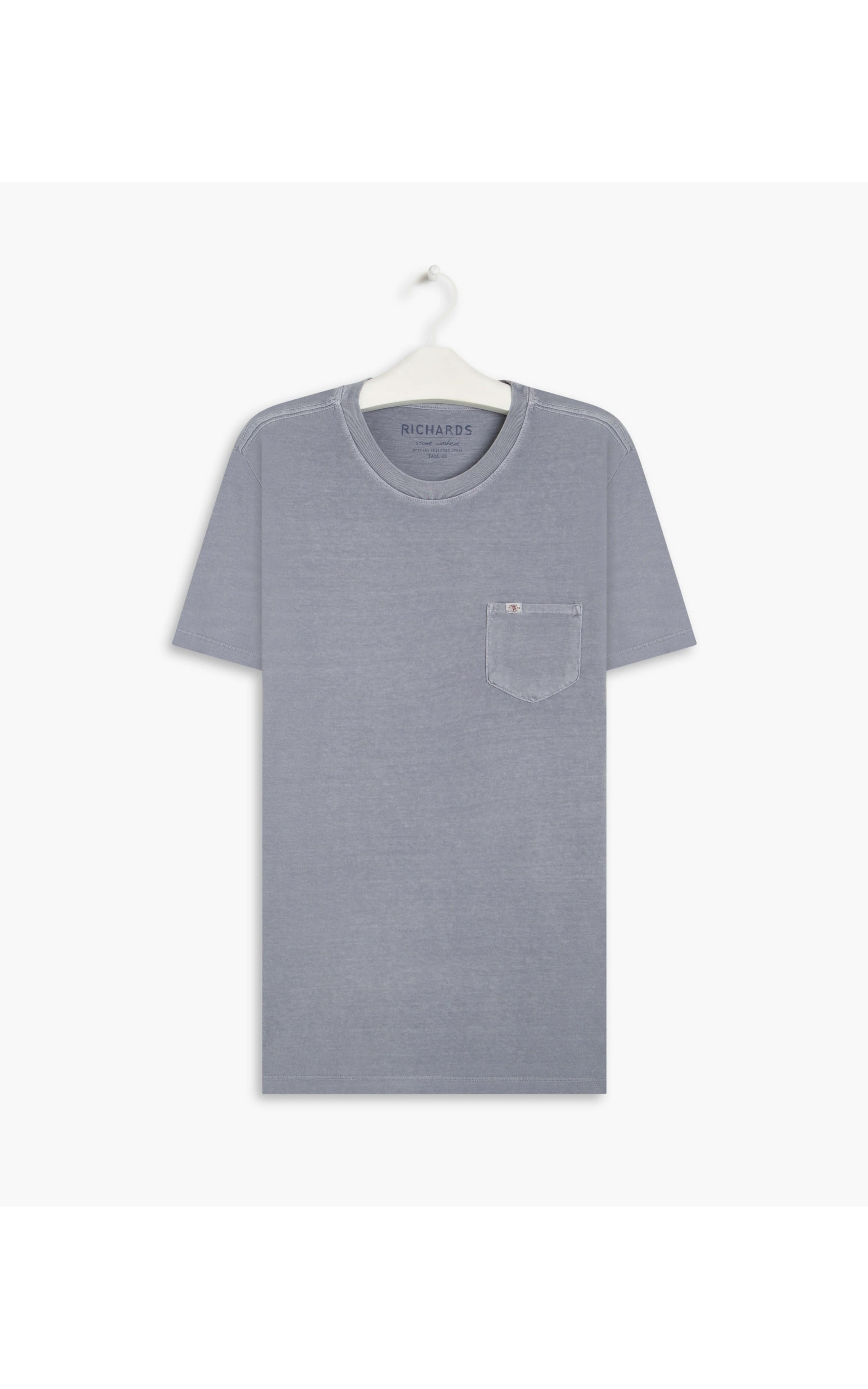 T-Shirt Mm Washed Com Bolso Blue Vintage