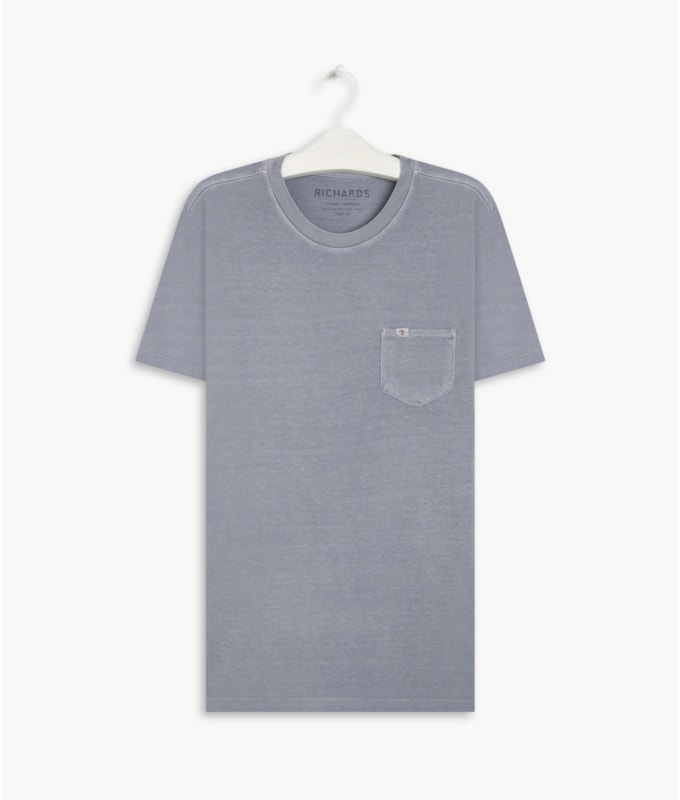 T-Shirt Mm Washed Com Bolso Blue Vintage