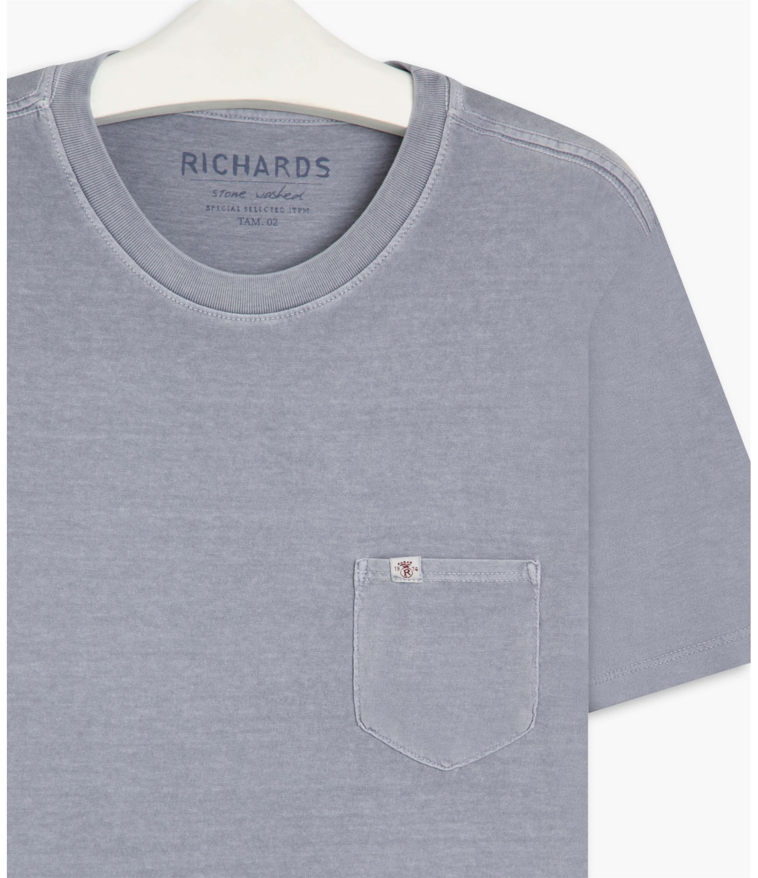 T-Shirt Mm Washed Com Bolso Blue Vintage