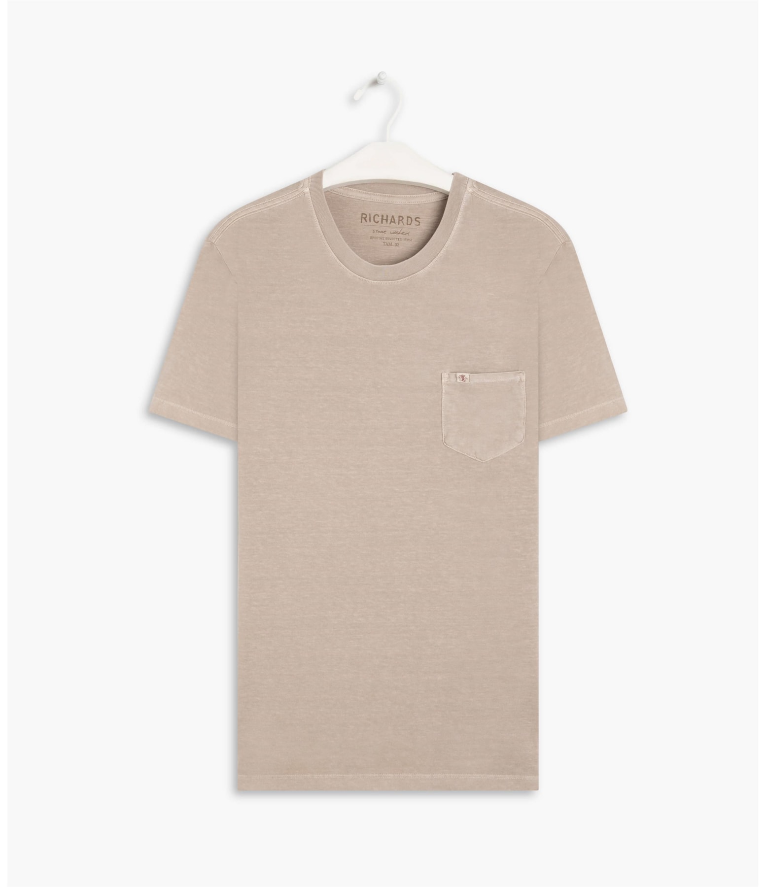 T-Shirt Mm Washed Com Bolso Caqui