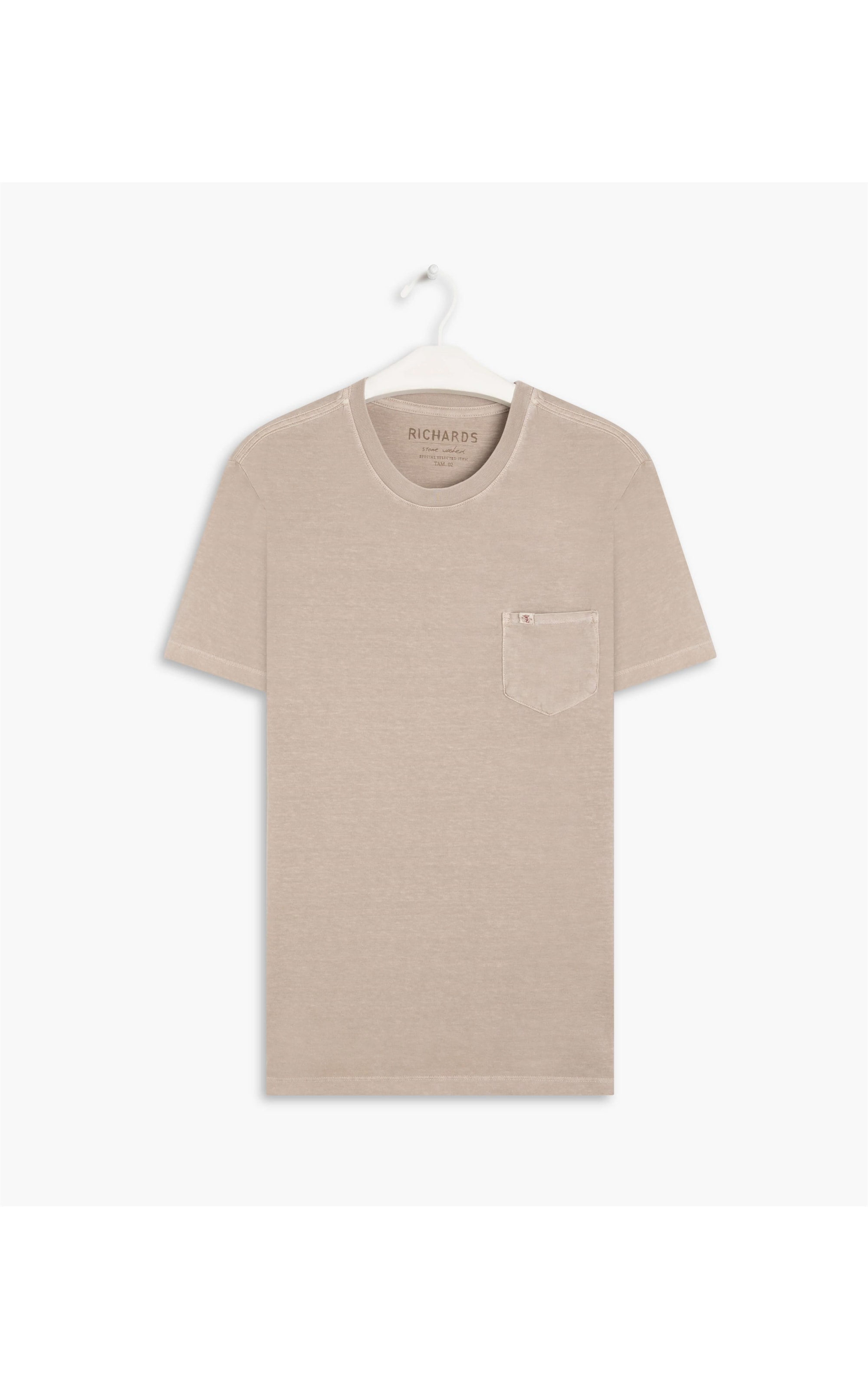 T-Shirt Mm Washed Com Bolso Caqui