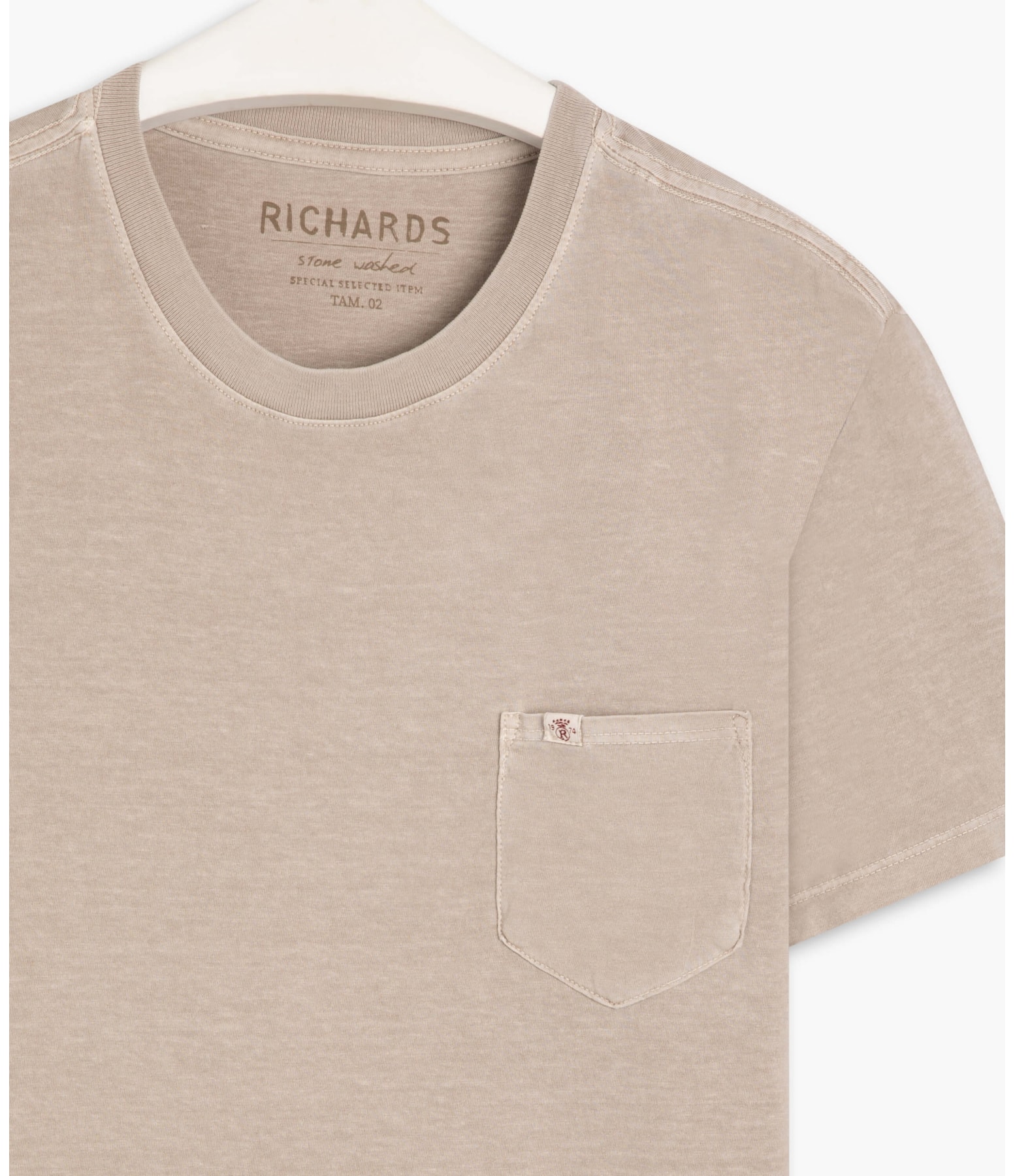 T-Shirt Mm Washed Com Bolso Caqui