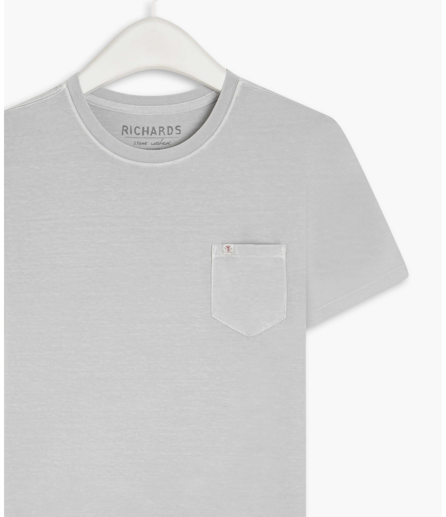 T-Shirt Mm Washed Com Bolso Cinza Claro