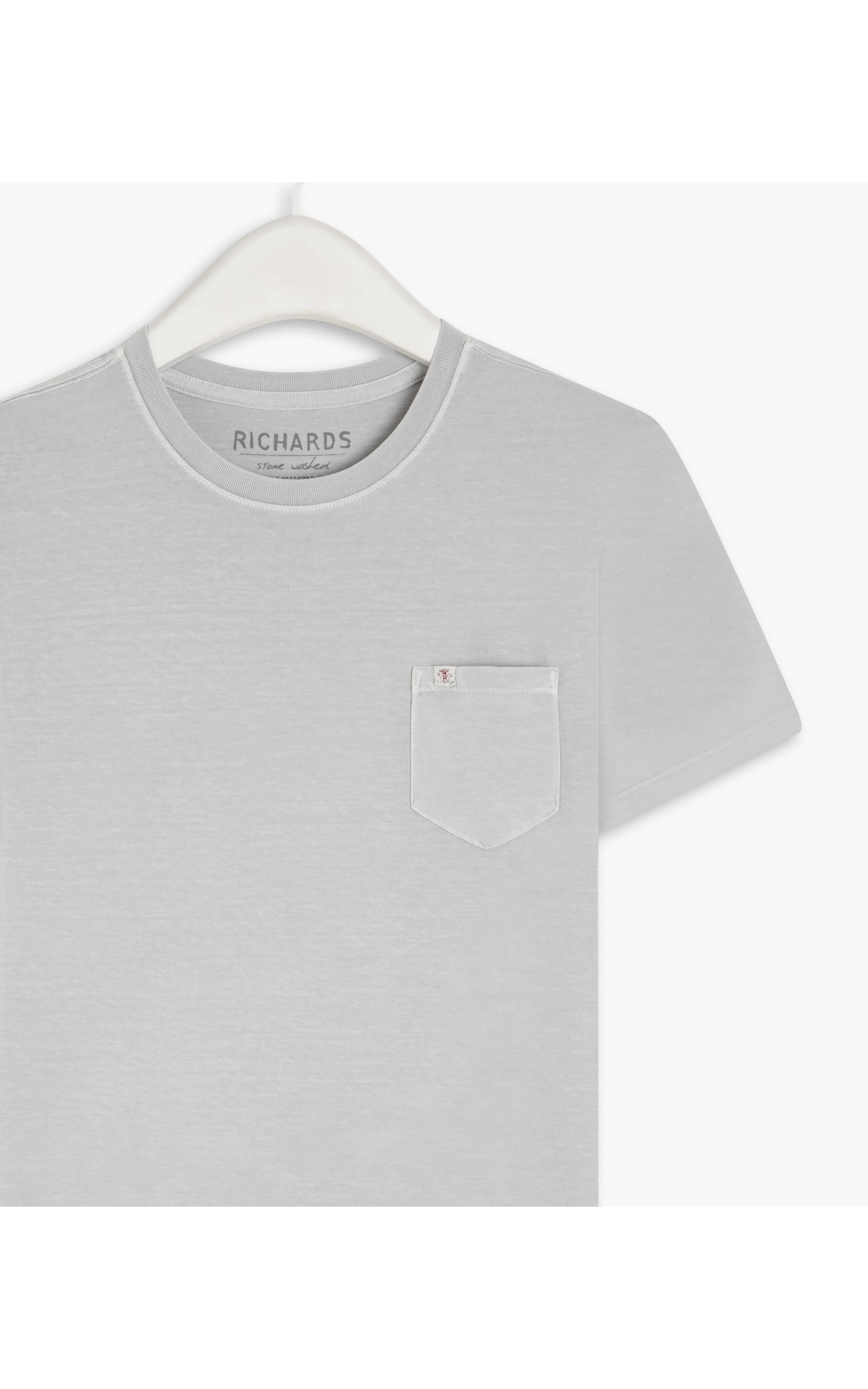 T-Shirt Mm Washed Com Bolso Cinza Claro