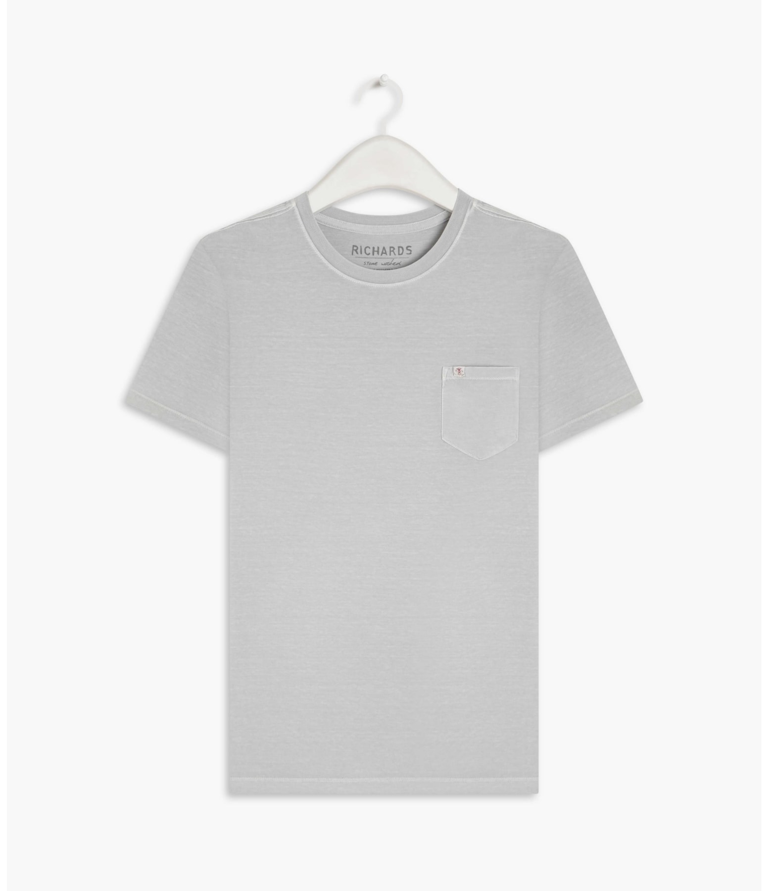 T-Shirt Mm Washed Com Bolso Cinza Claro