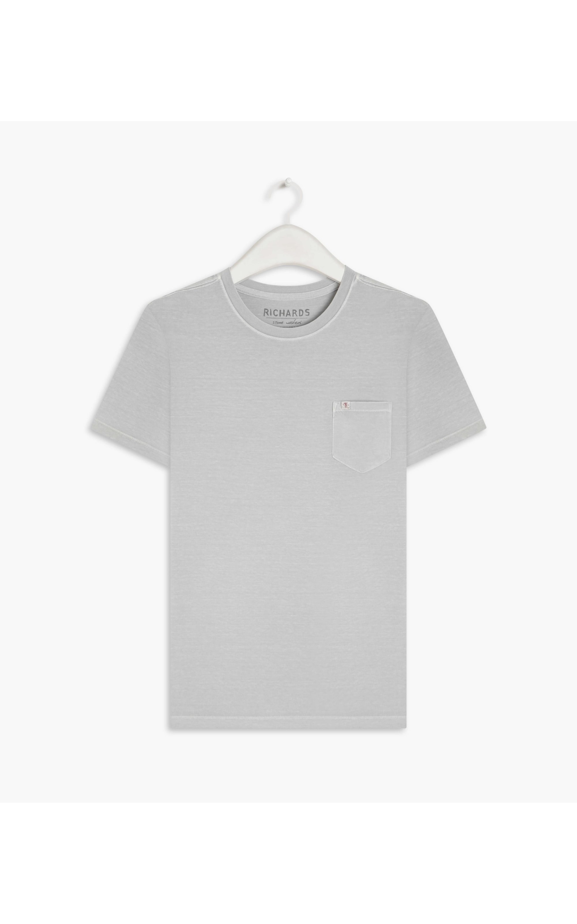 T-Shirt Mm Washed Com Bolso Cinza Claro