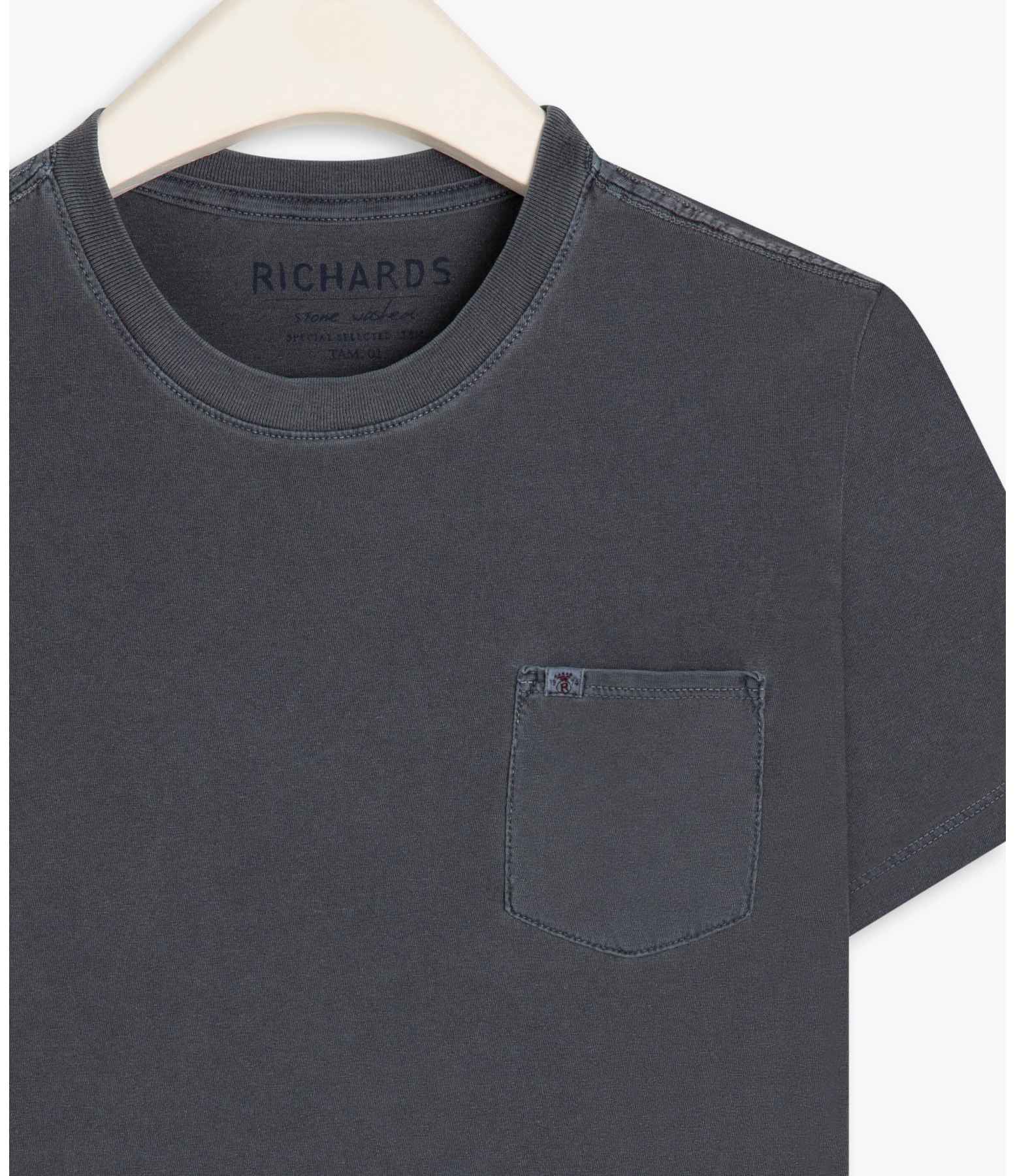 T-Shirt Mm Washed Com Bolso Dark Navy