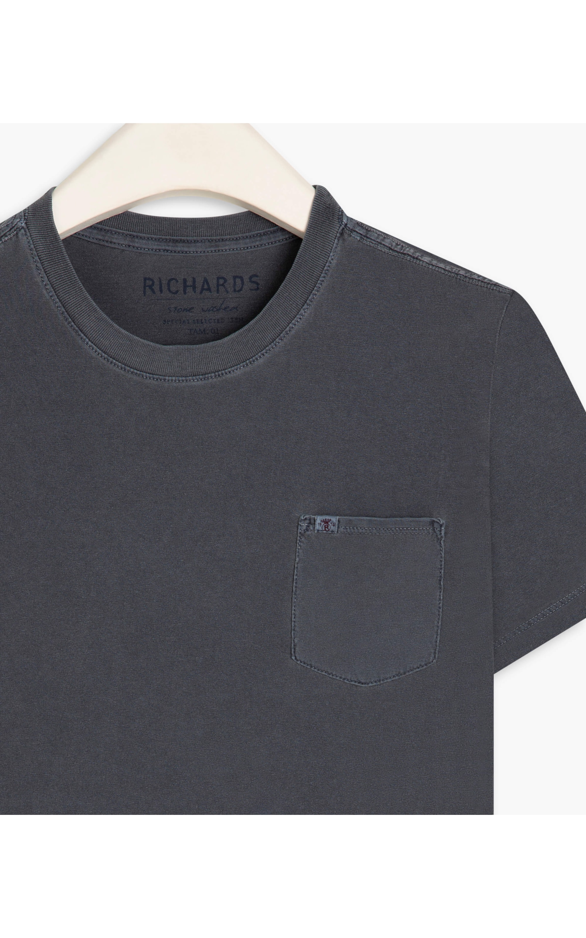 T-Shirt Mm Washed Com Bolso Dark Navy