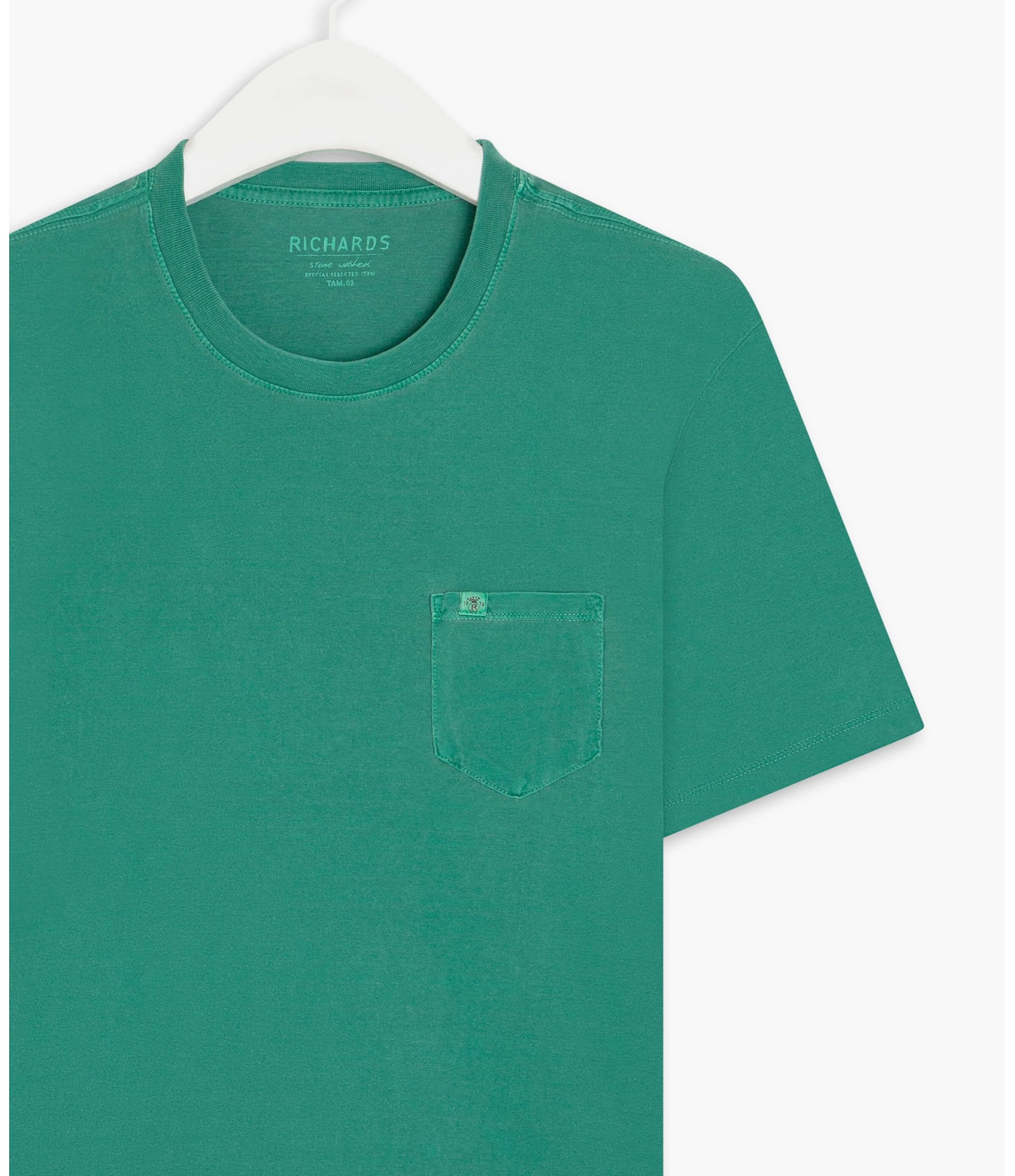 T-Shirt Mm Washed Com Bolso Esmeralda