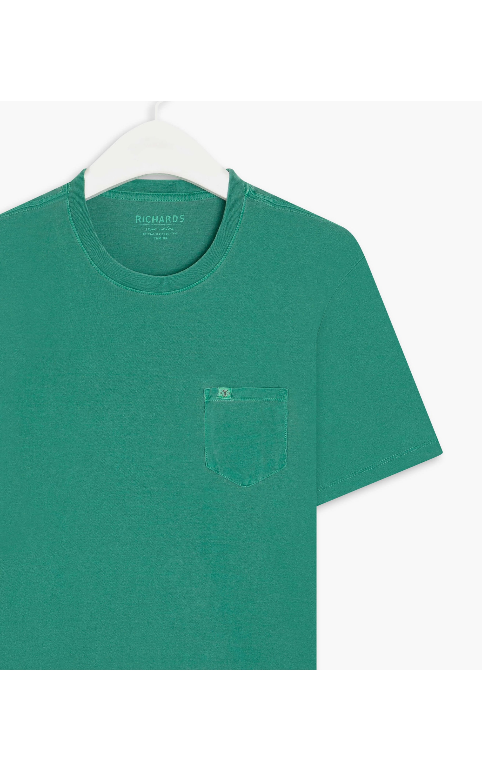 T-Shirt Mm Washed Com Bolso Esmeralda