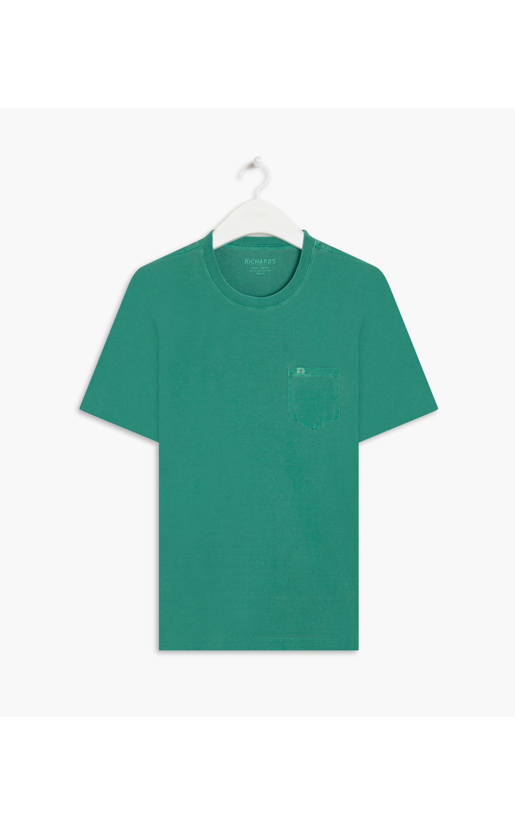 T-Shirt Mm Washed Com Bolso Esmeralda