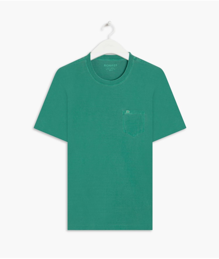 T-Shirt Mm Washed Com Bolso Esmeralda