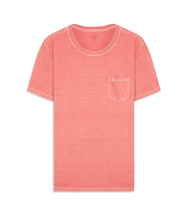 T-Shirt Mm Washed Com Bolso Goiaba