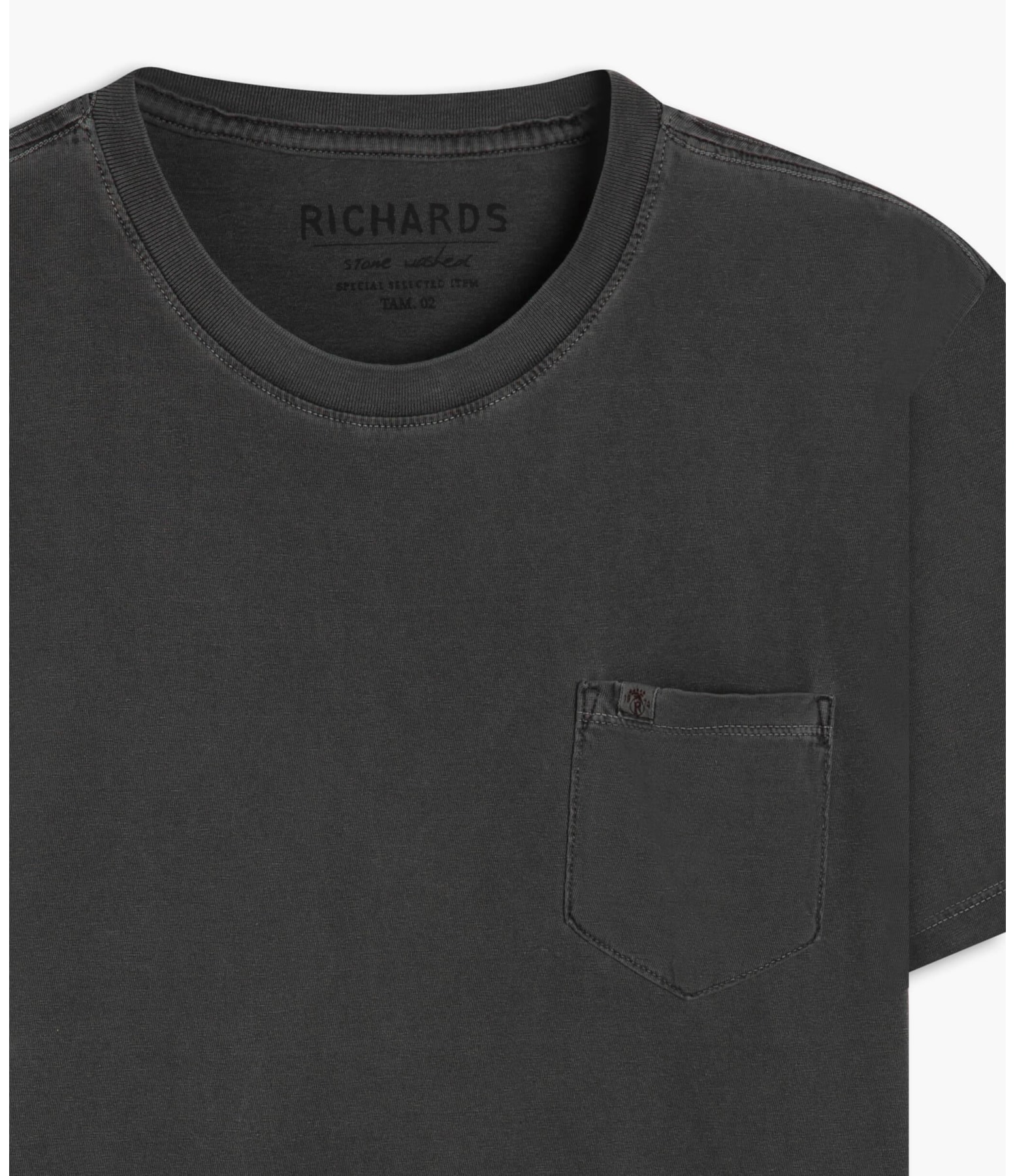 T-Shirt Mm Washed Com Bolso Grafite