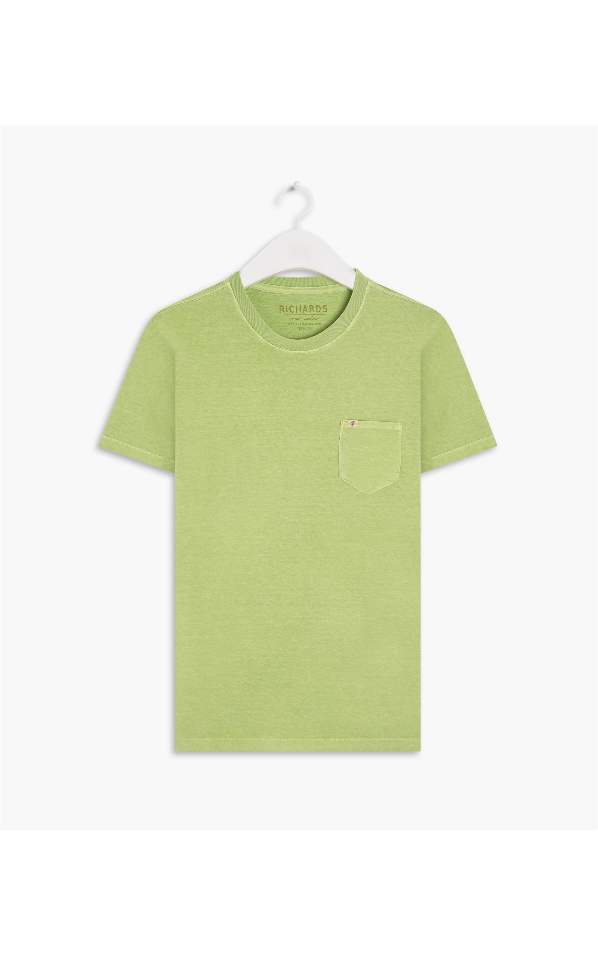 T-Shirt Mm Washed Com Bolso Lemom Fluor