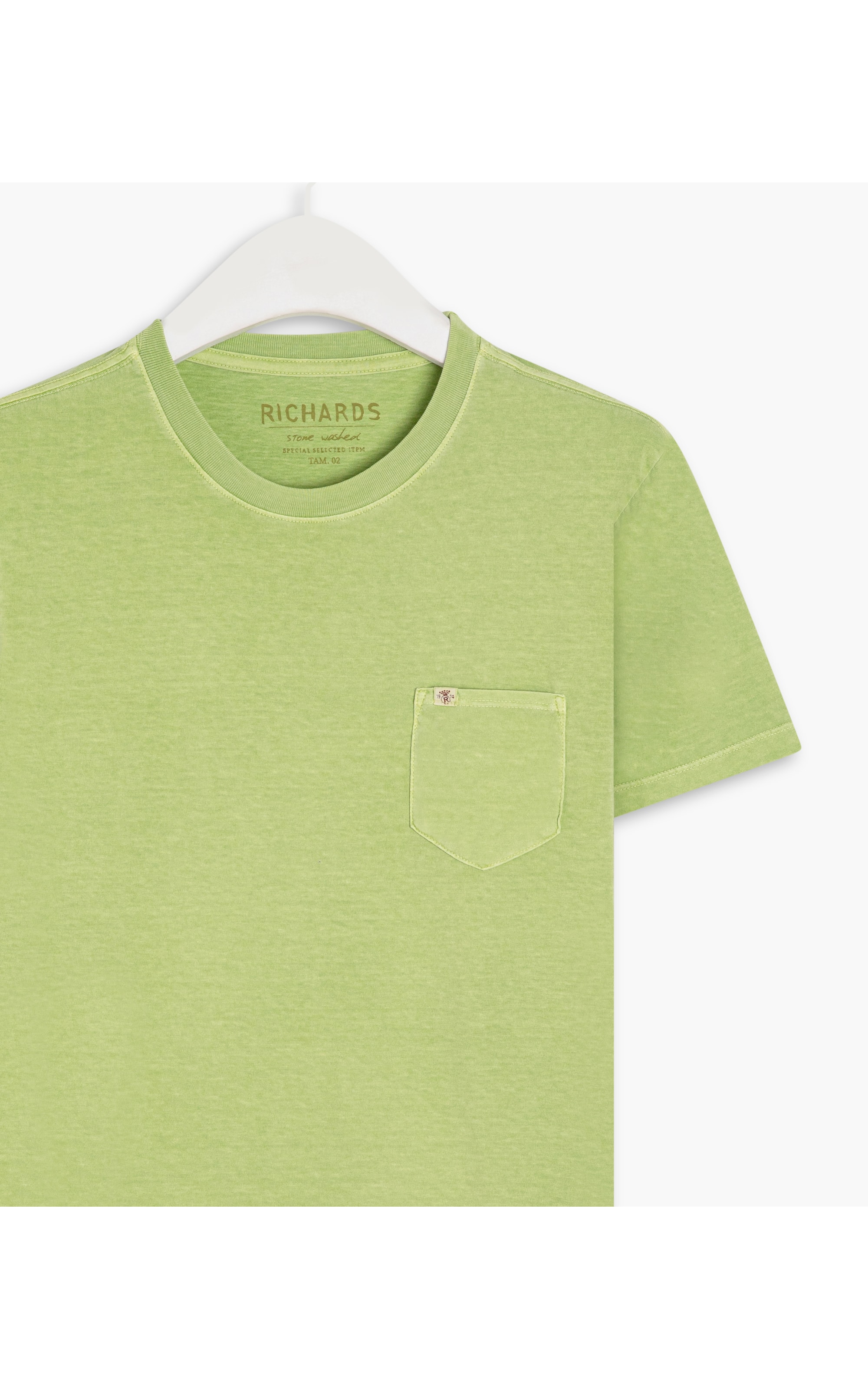 T-Shirt Mm Washed Com Bolso Lemom Fluor