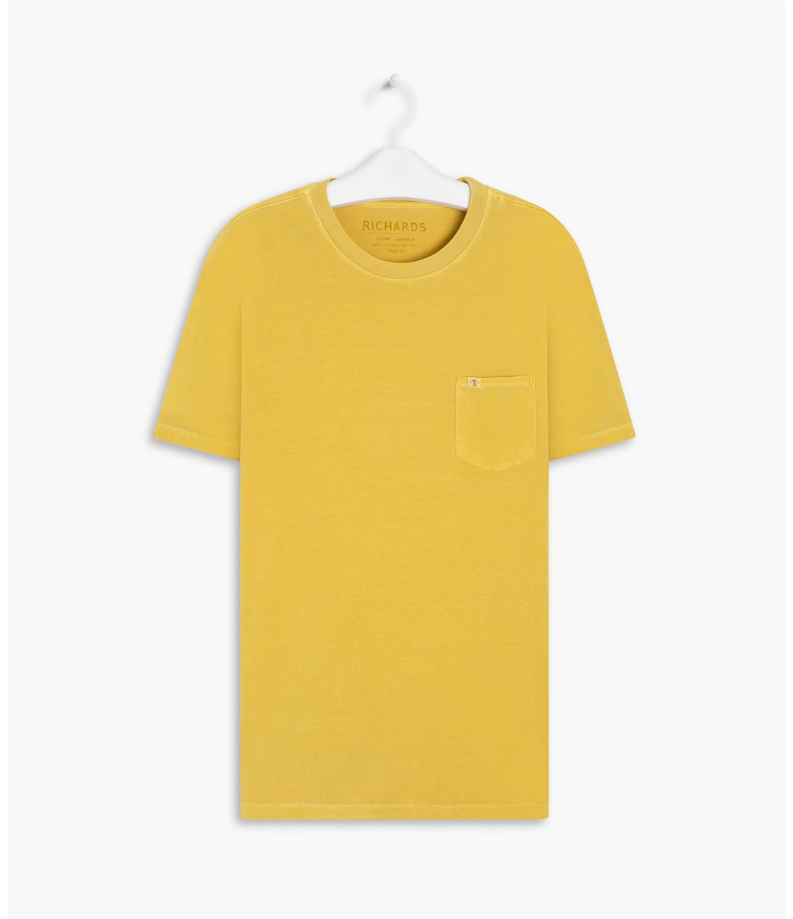 T-Shirt Mm Washed Com Bolso Mostarda