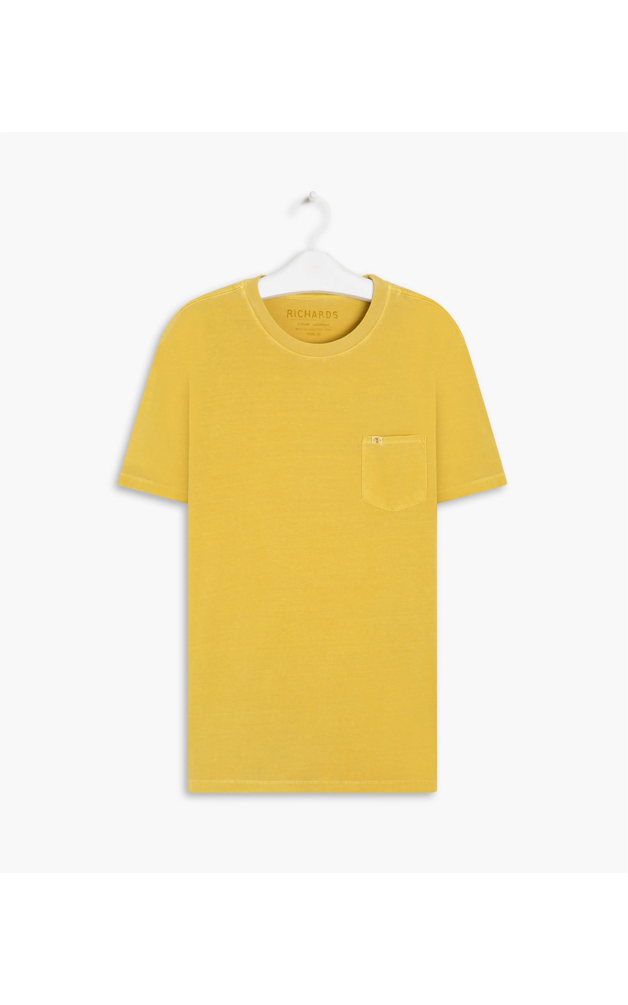 T-Shirt Mm Washed Com Bolso Mostarda