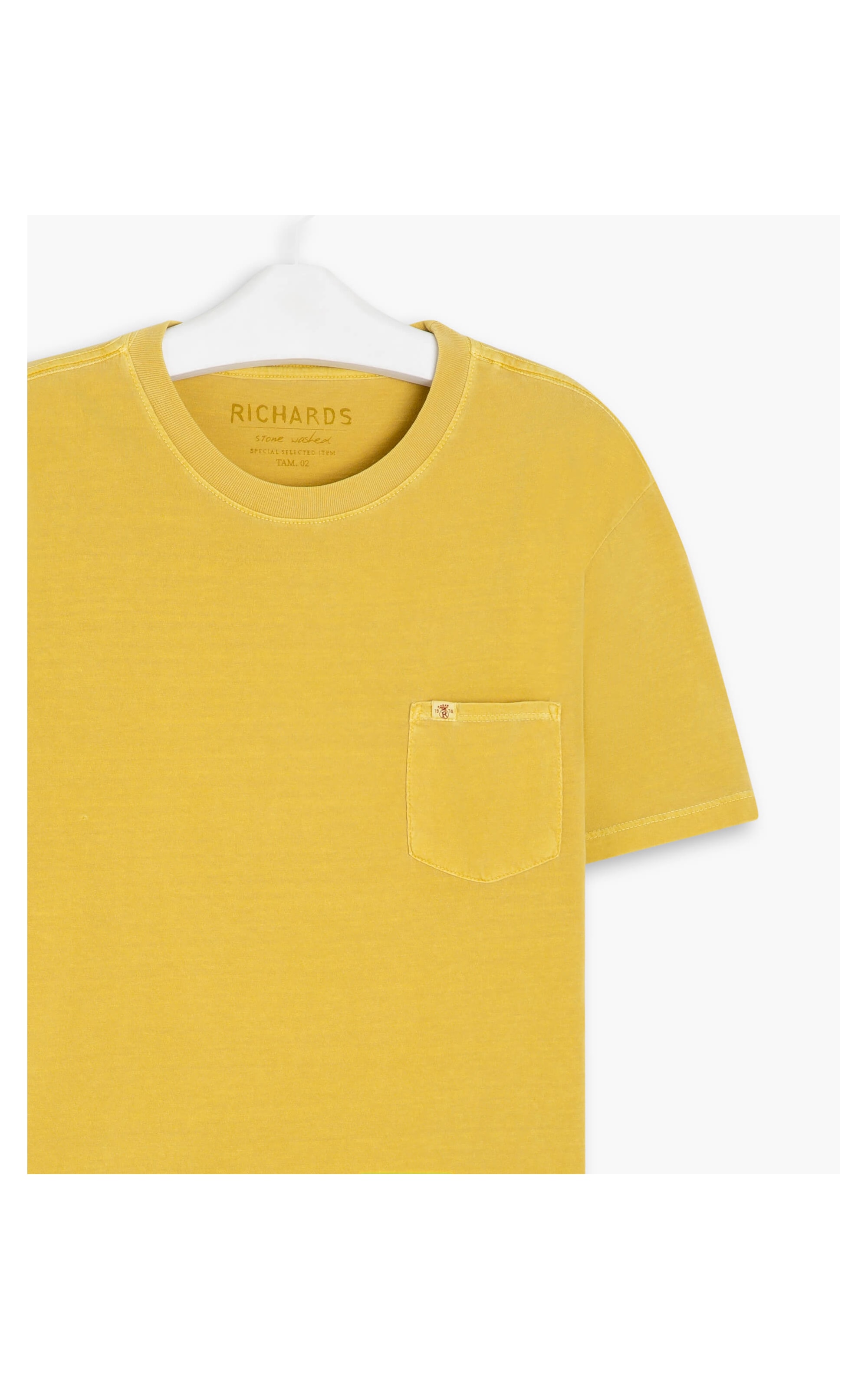 T-Shirt Mm Washed Com Bolso Mostarda