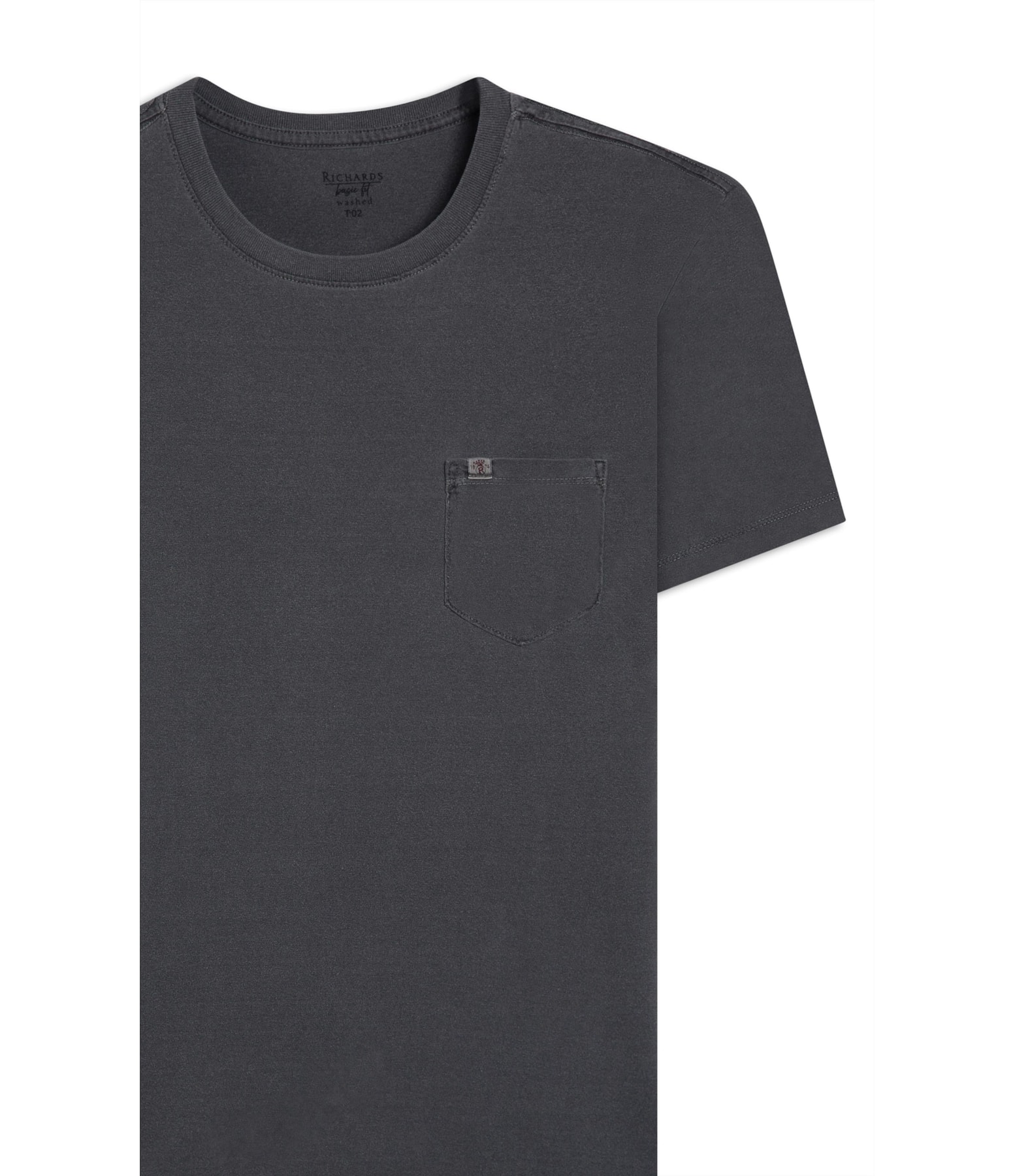 T-Shirt Mm Washed Com Bolso Preto