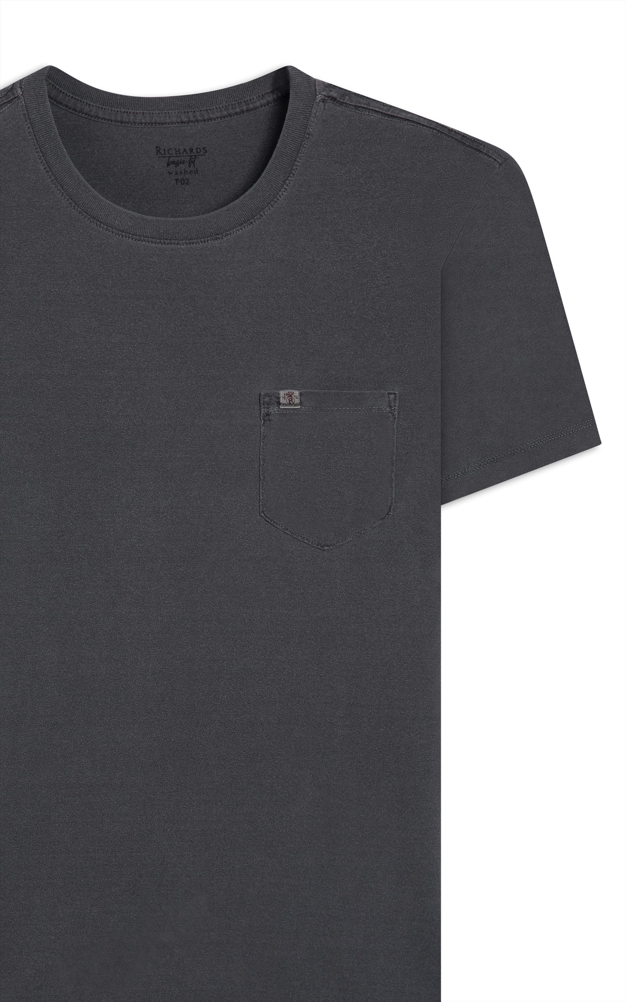 T-Shirt Mm Washed Com Bolso Preto