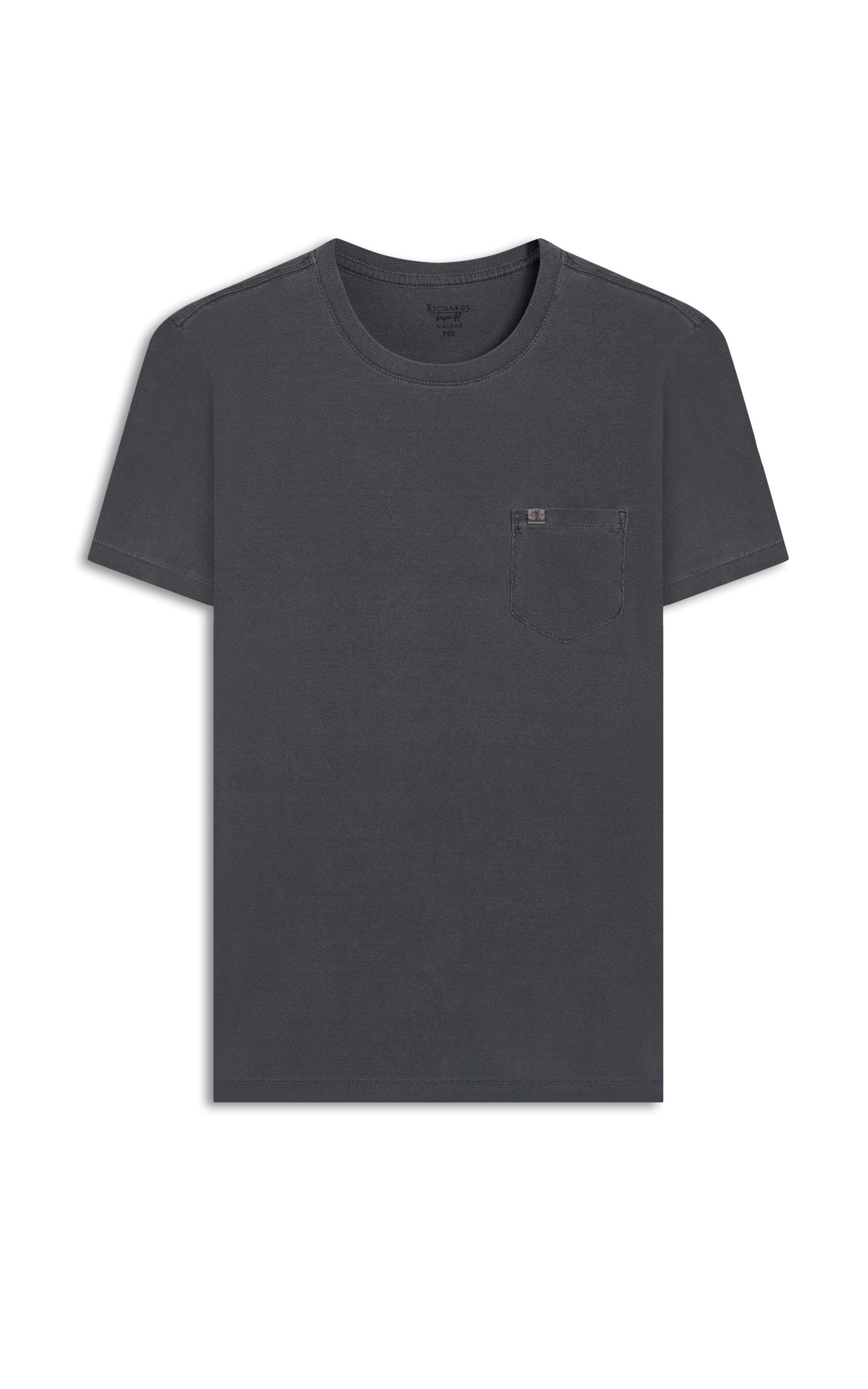 T-Shirt Mm Washed Com Bolso Preto