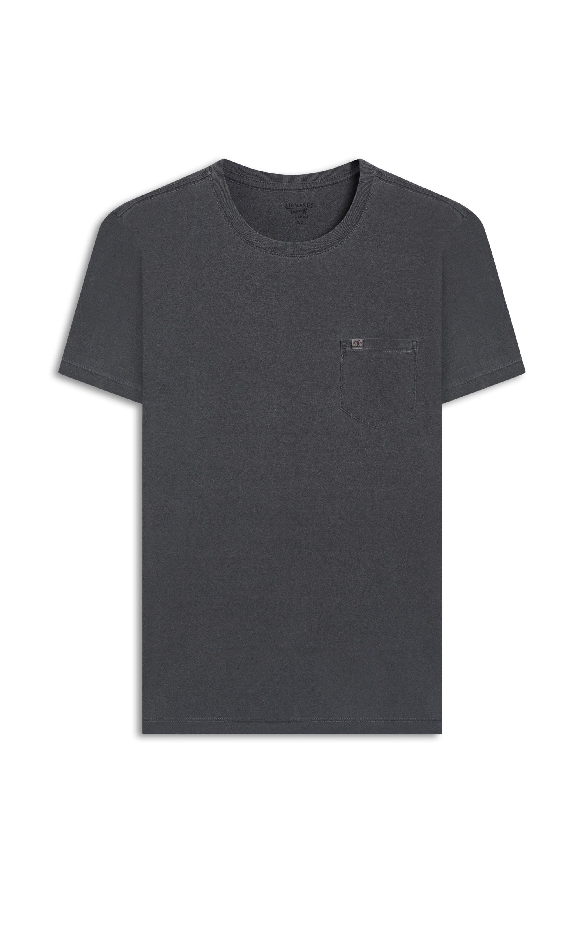 T-Shirt Mm Washed Com Bolso Preto