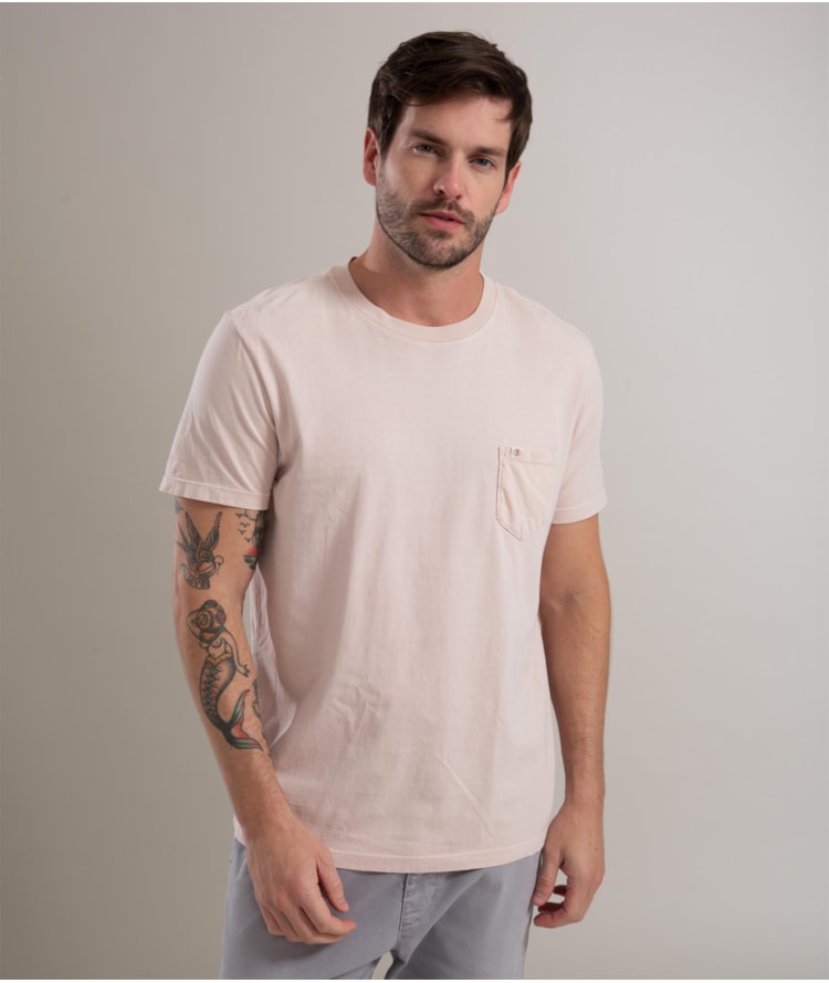 T-Shirt Mm Washed Com Bolso Rosa