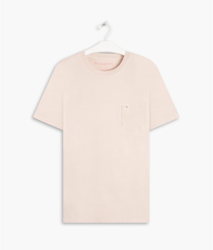 T-Shirt Mm Washed Com Bolso Rosa