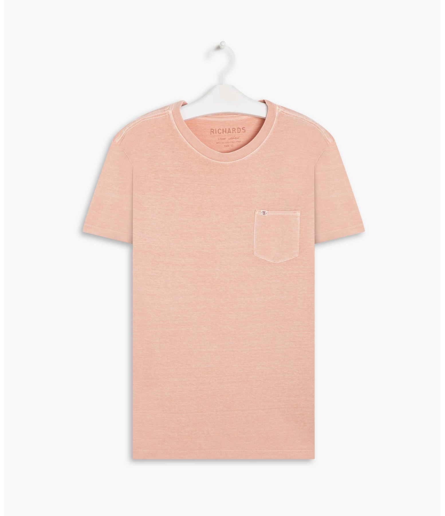 T-Shirt Mm Washed Com Bolso Salmao