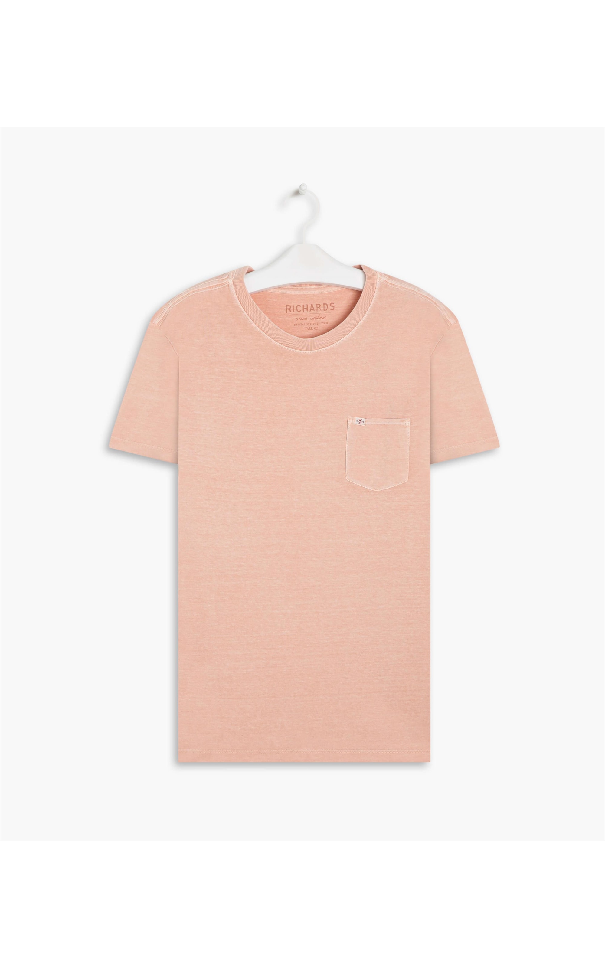 T-Shirt Mm Washed Com Bolso Salmao