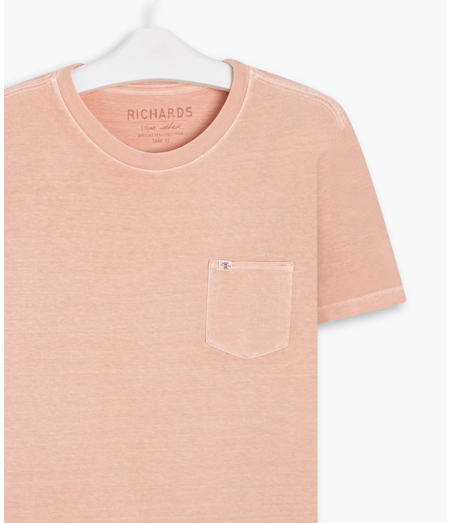 T-Shirt Mm Washed Com Bolso Salmao