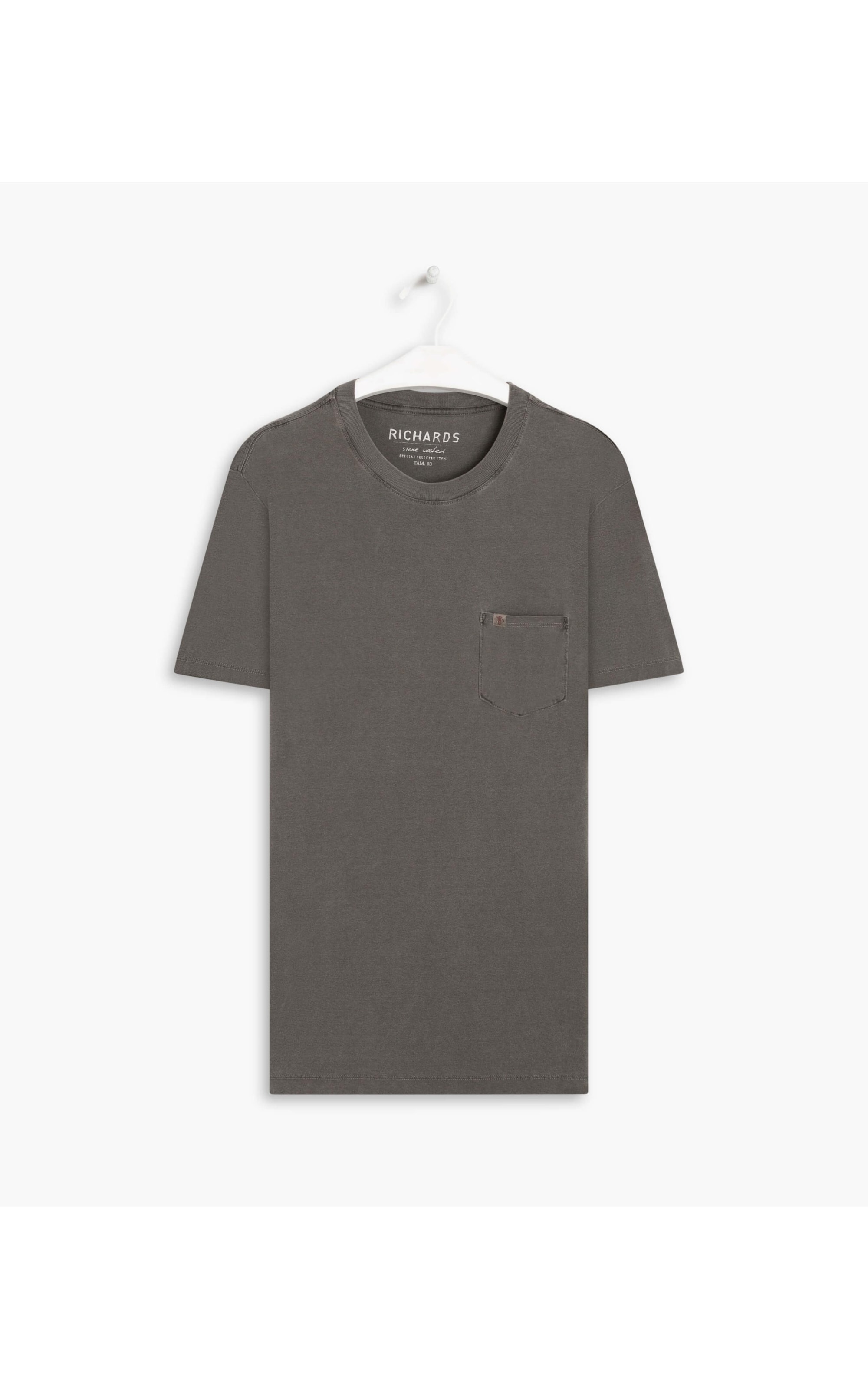 T-Shirt Mm Washed Com Bolso Tabaco