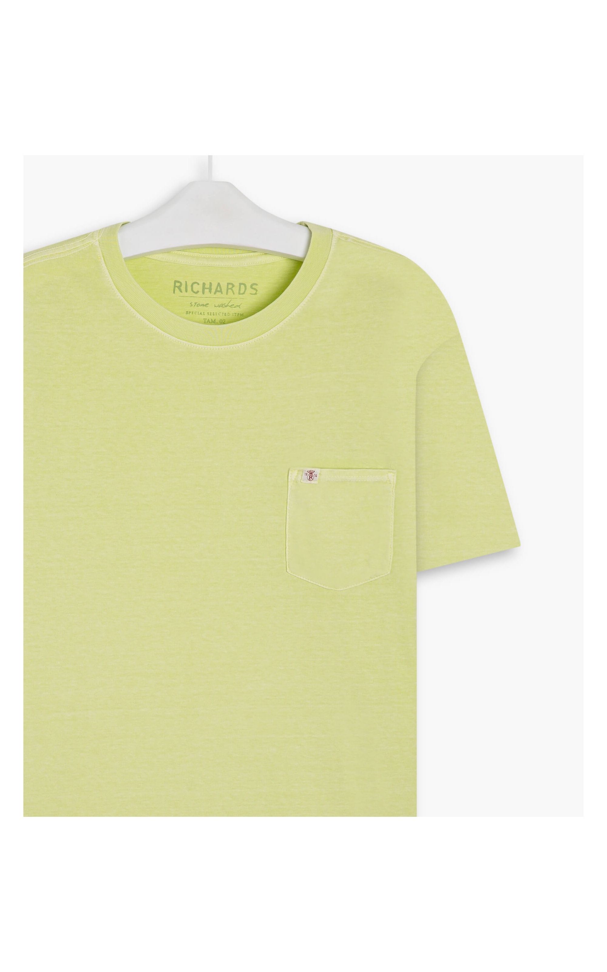 T-Shirt Mm Washed Com Bolso Verde Maca