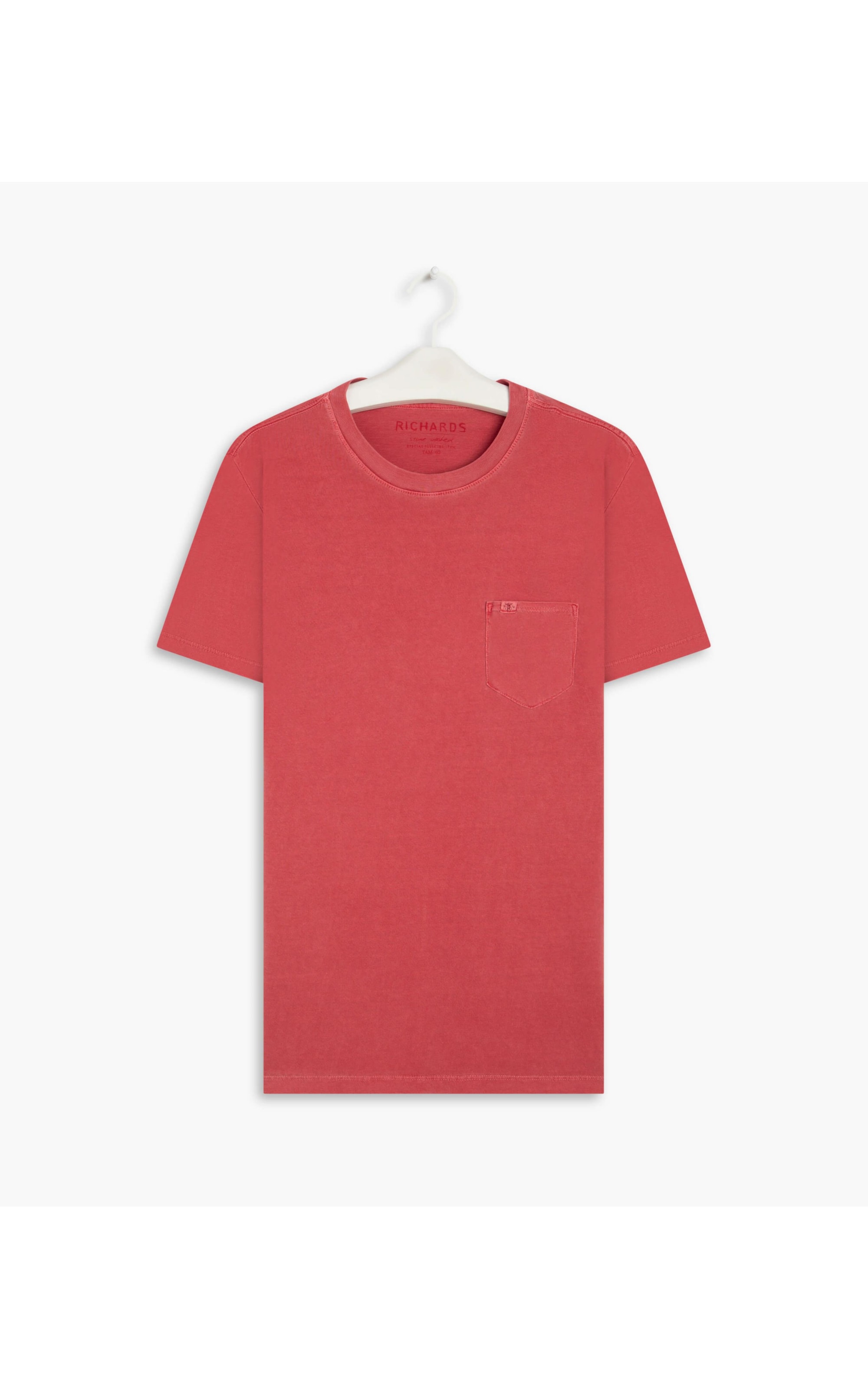 T-Shirt Mm Washed Com Bolso Vermelho