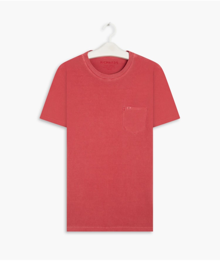 T-Shirt Mm Washed Com Bolso Vermelho