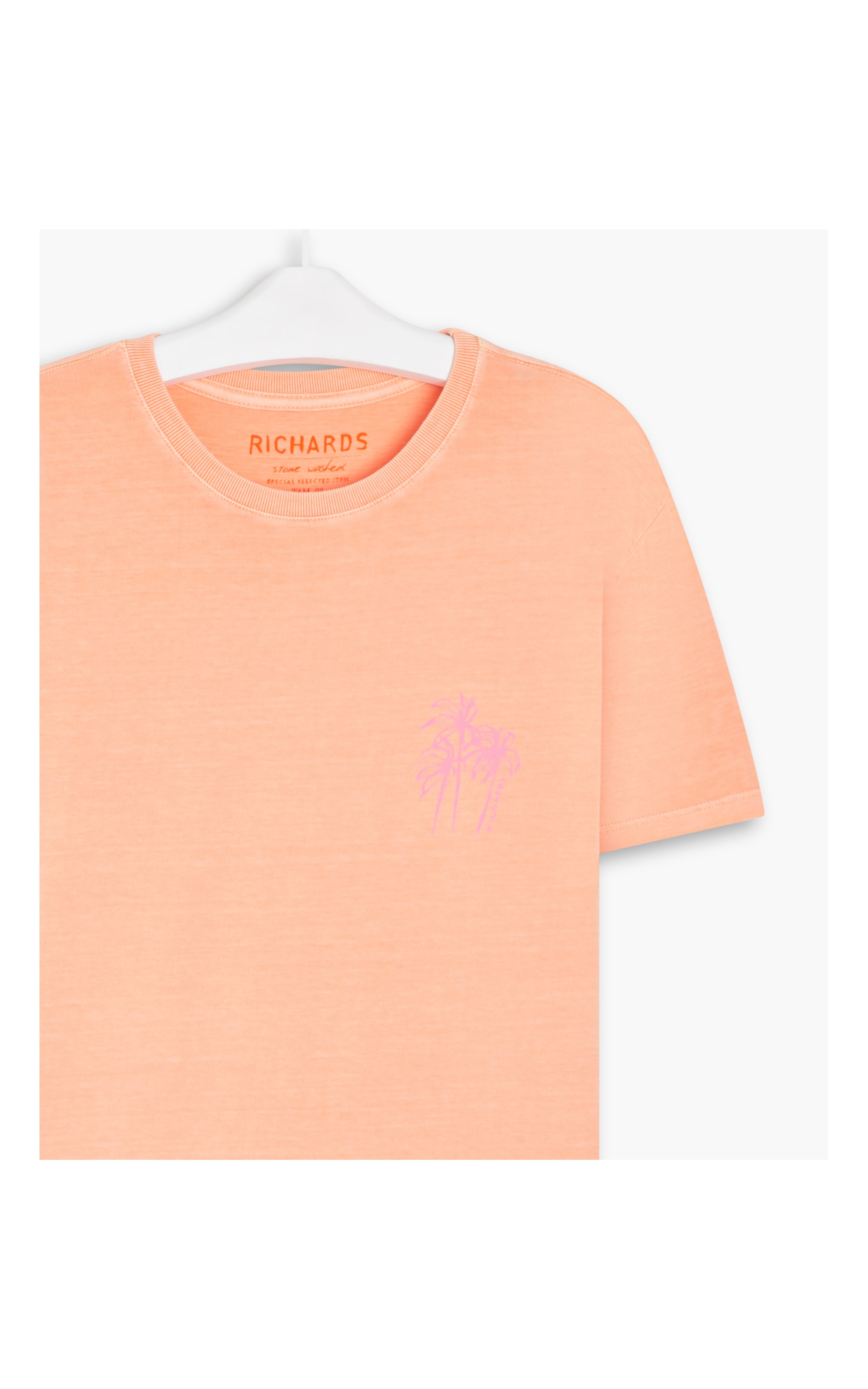 T-Shirt Mm Washed  Coqueiros Sketch Mc Laranja Fluor