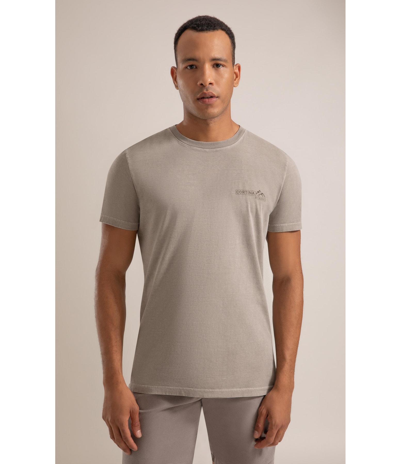 T-Shirt Mm Washed Cortina Peito Castor