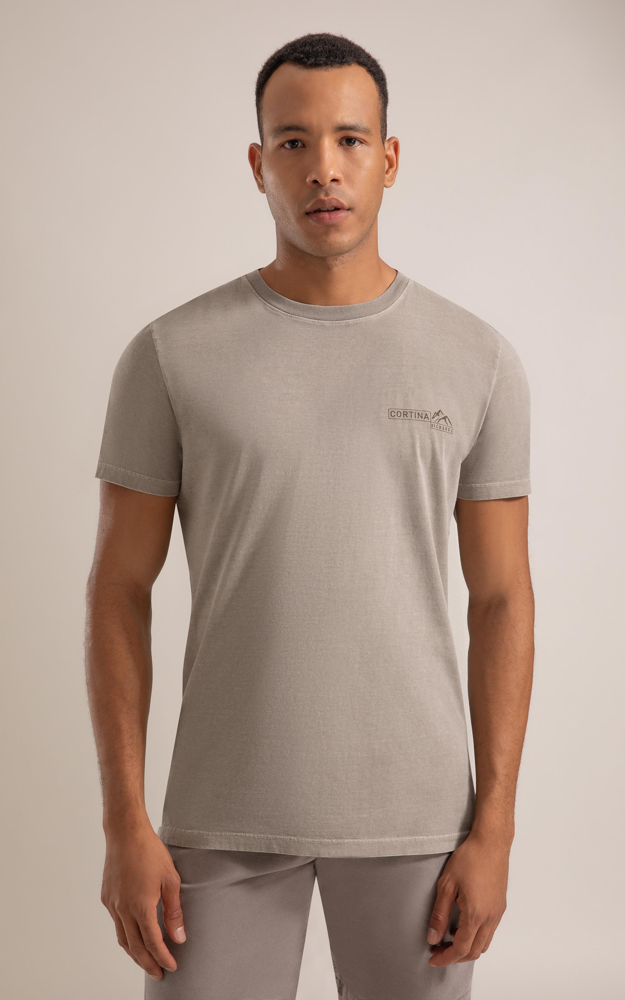 T-Shirt Mm Washed Cortina Peito Castor